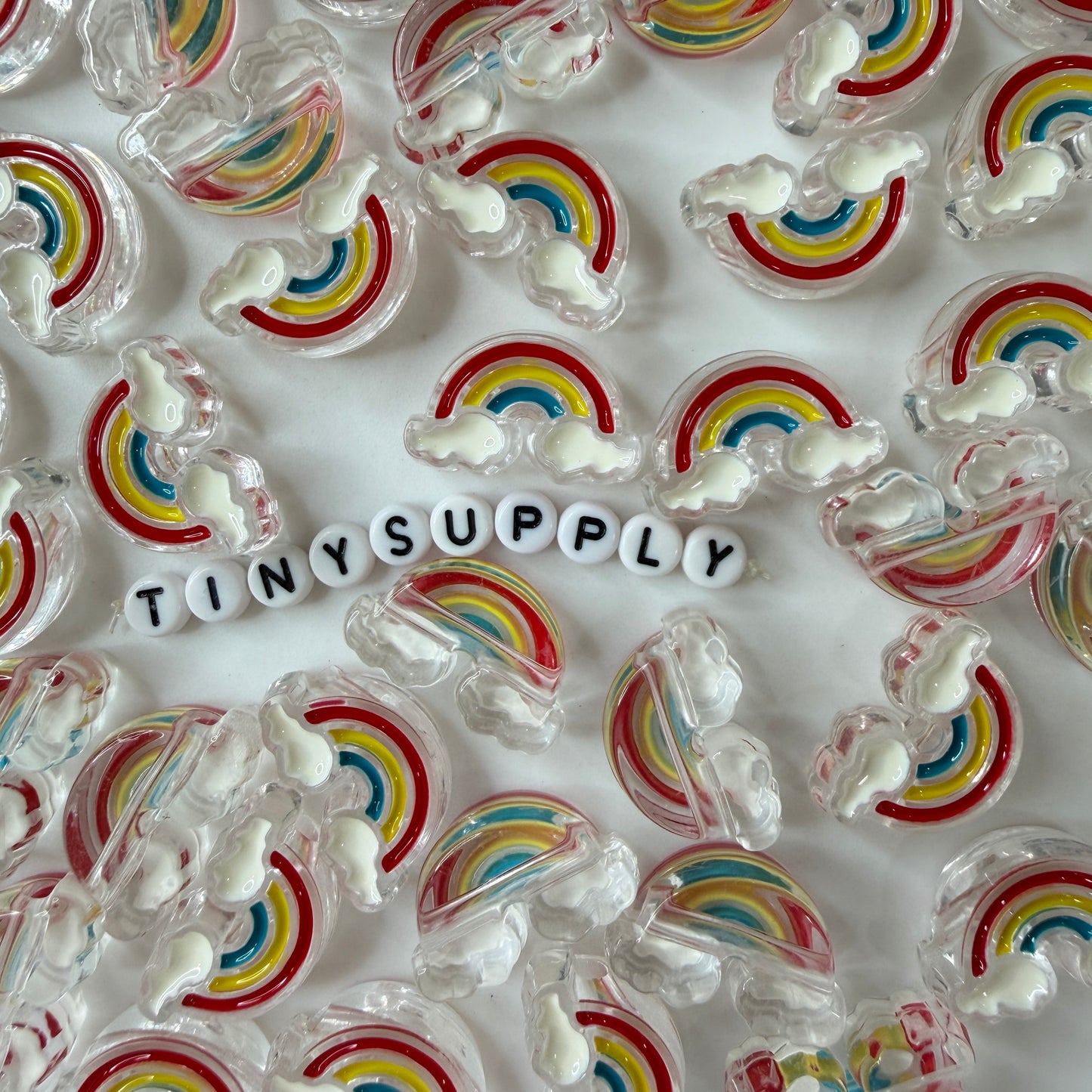Chunky Rainbow with White Cloud Acrylic Bead (25.8 x 16.4mm)