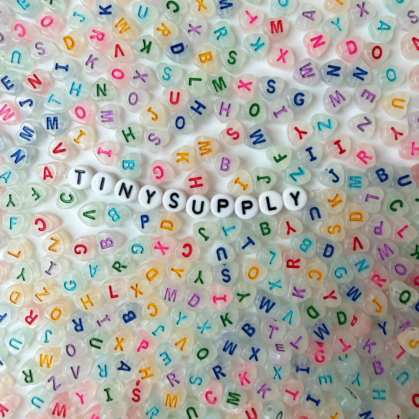 Glow-in-the-Dark Mixed Color A-Z Alphabet Individual Acrylic Heart Beads