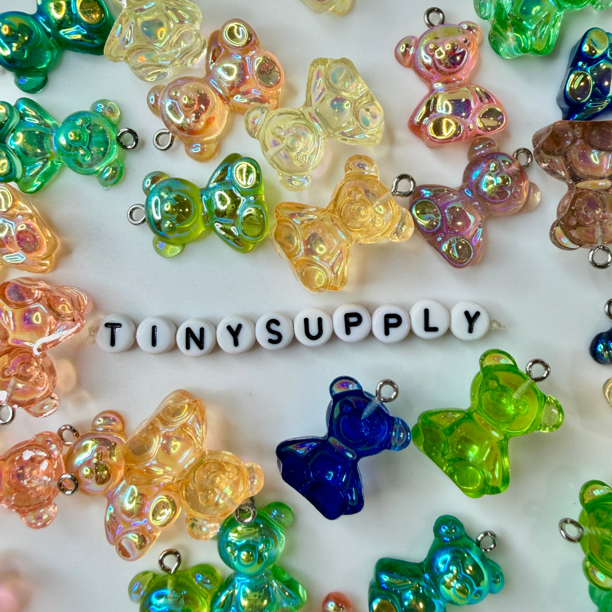 AB Colored Iridescent Bear Charms (21mm x 17mm)