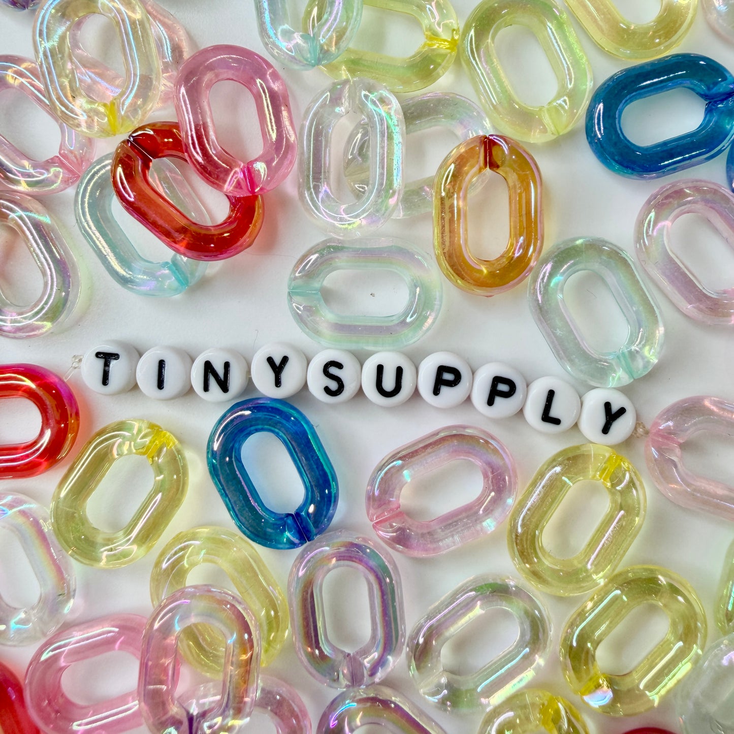 AB Transparent Rainbow Colored Acrylic Plastic Chain Links Pieces (20mm x 14mm)