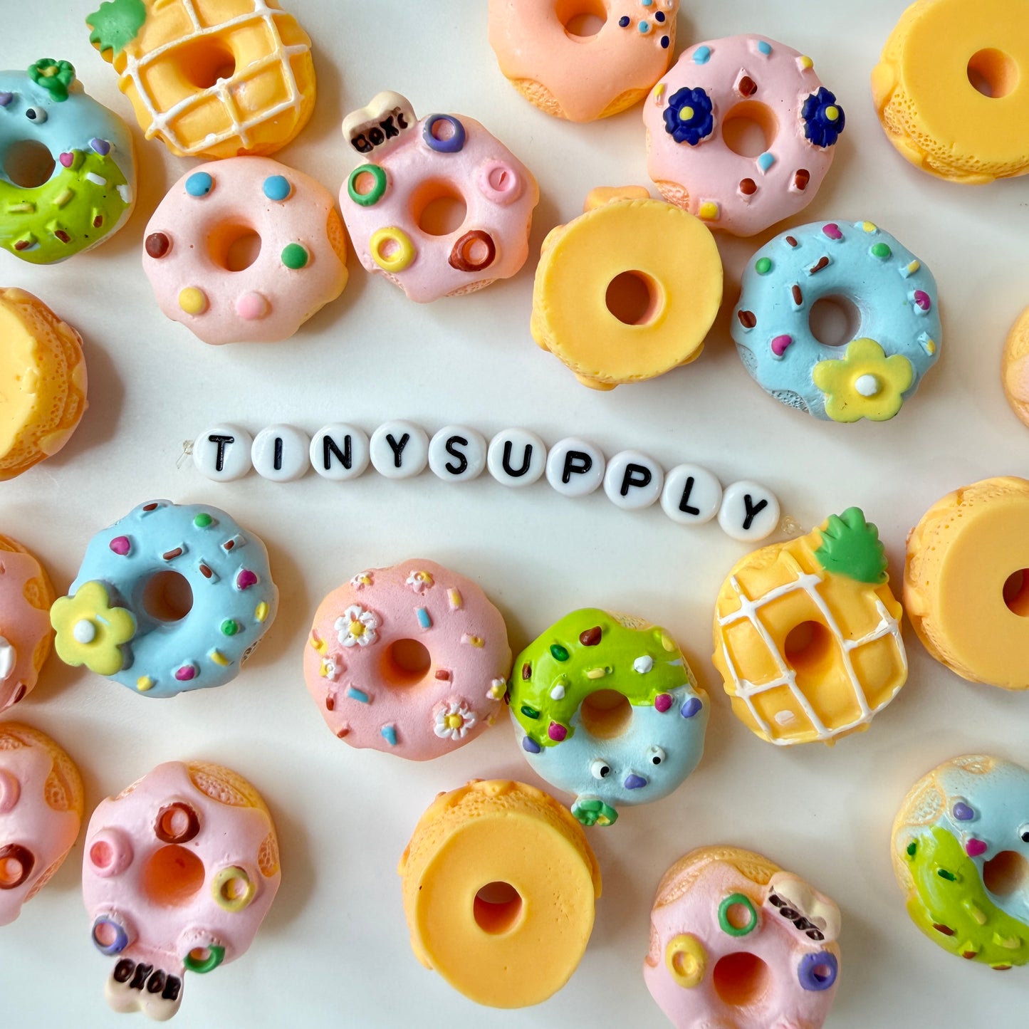 FAKE Decorated Donut, Dessert Themed Cartoon Flatback Cabochons (Random mix)