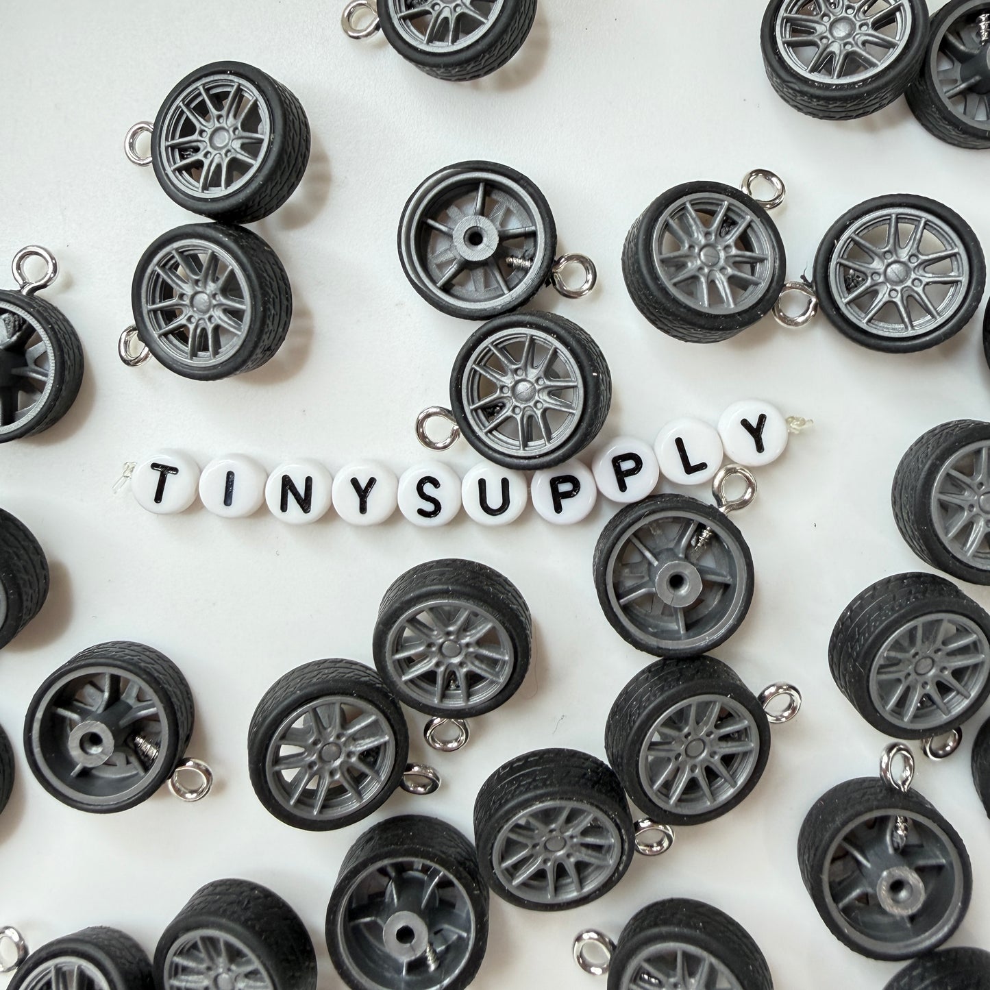 16MM Mini Rubber Tire Charm with Eye Pin