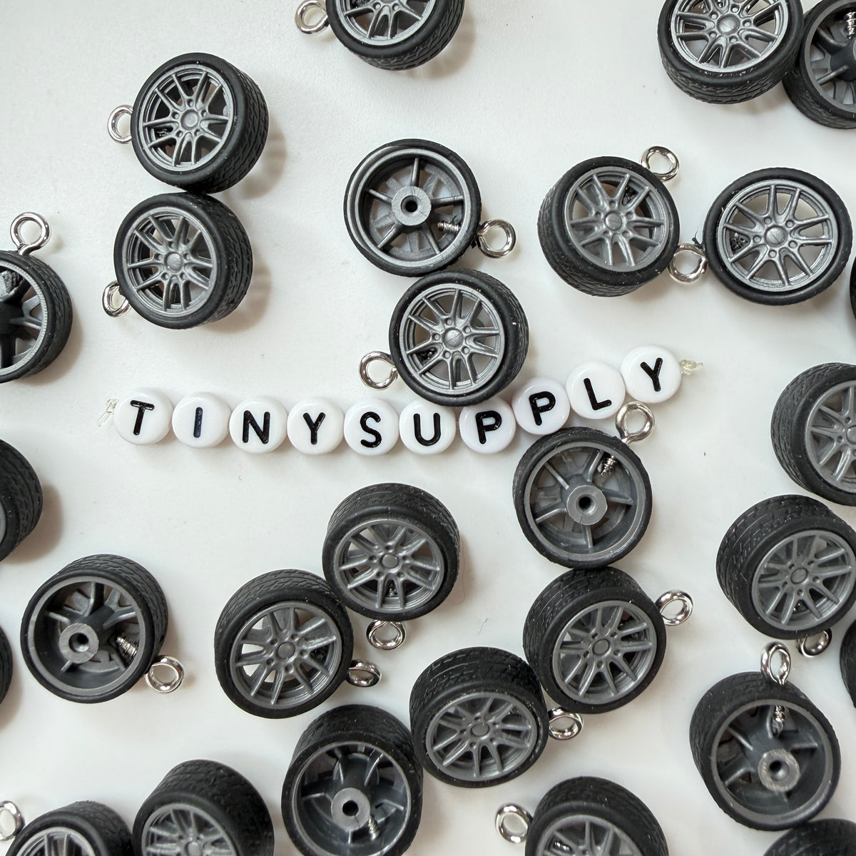 16MM Mini Rubber Tire Charm with Eye Pin