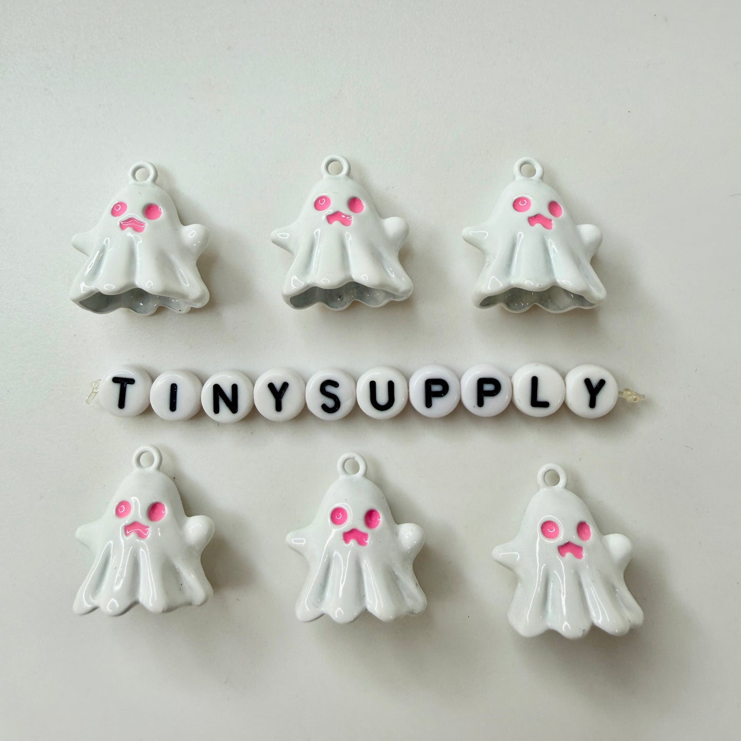 Boo-gie Faux Pearl Ghost Theme Enamel Coated Metal Charms