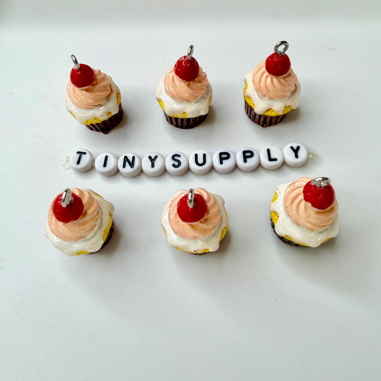 Strawberry Cupcake Charms (17mm x 28mm)