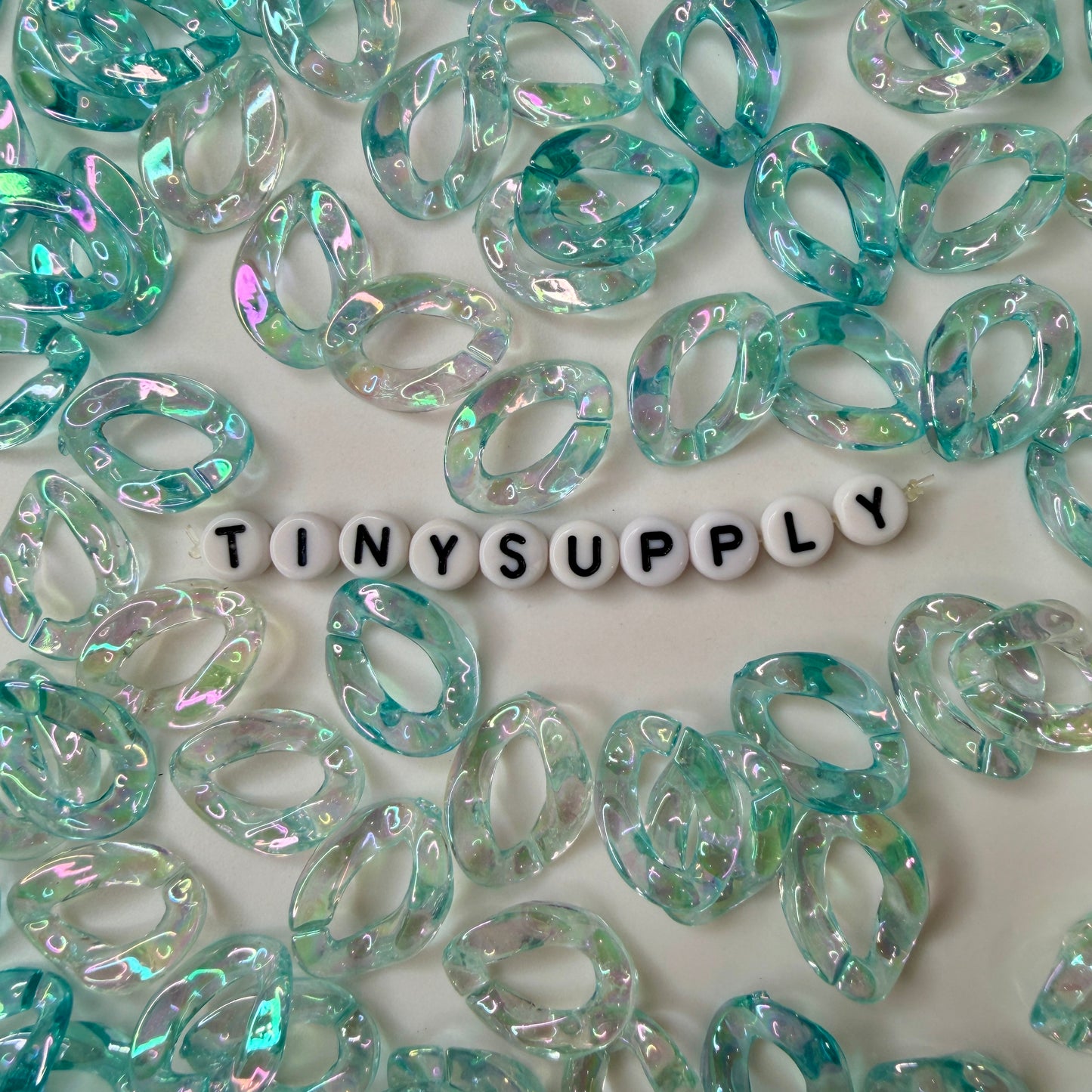 AB Light Blue Transparent Acrylic Plastic Chain Links Pieces (19mm x 14mm)