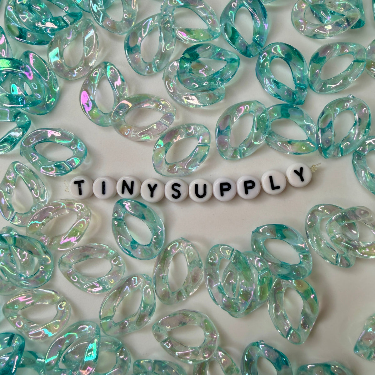 AB Light Blue Transparent Acrylic Plastic Chain Links Pieces (19mm x 14mm)