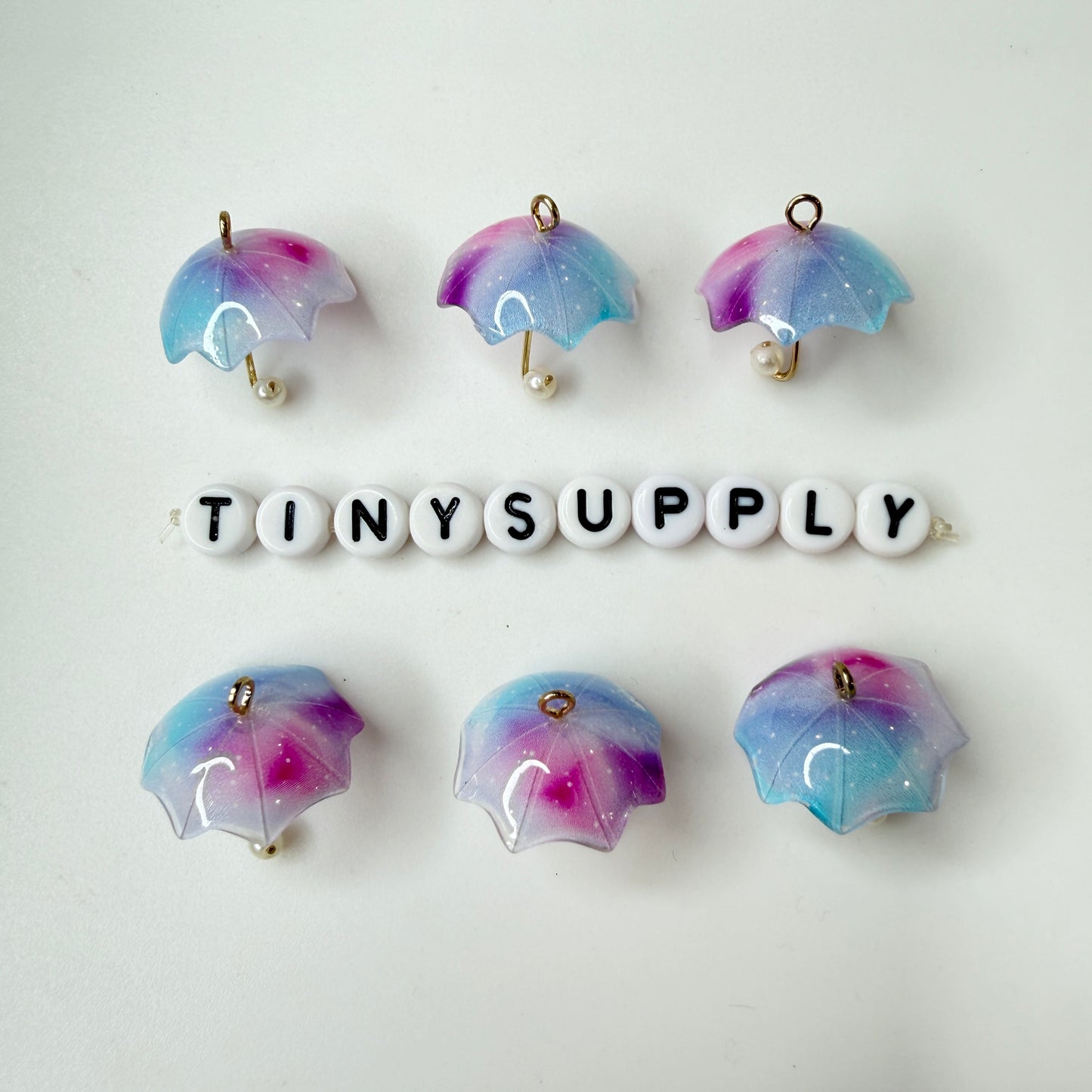 22MM Ombre Yellow, Green, Purple and Blue Umbrella Resin Charm