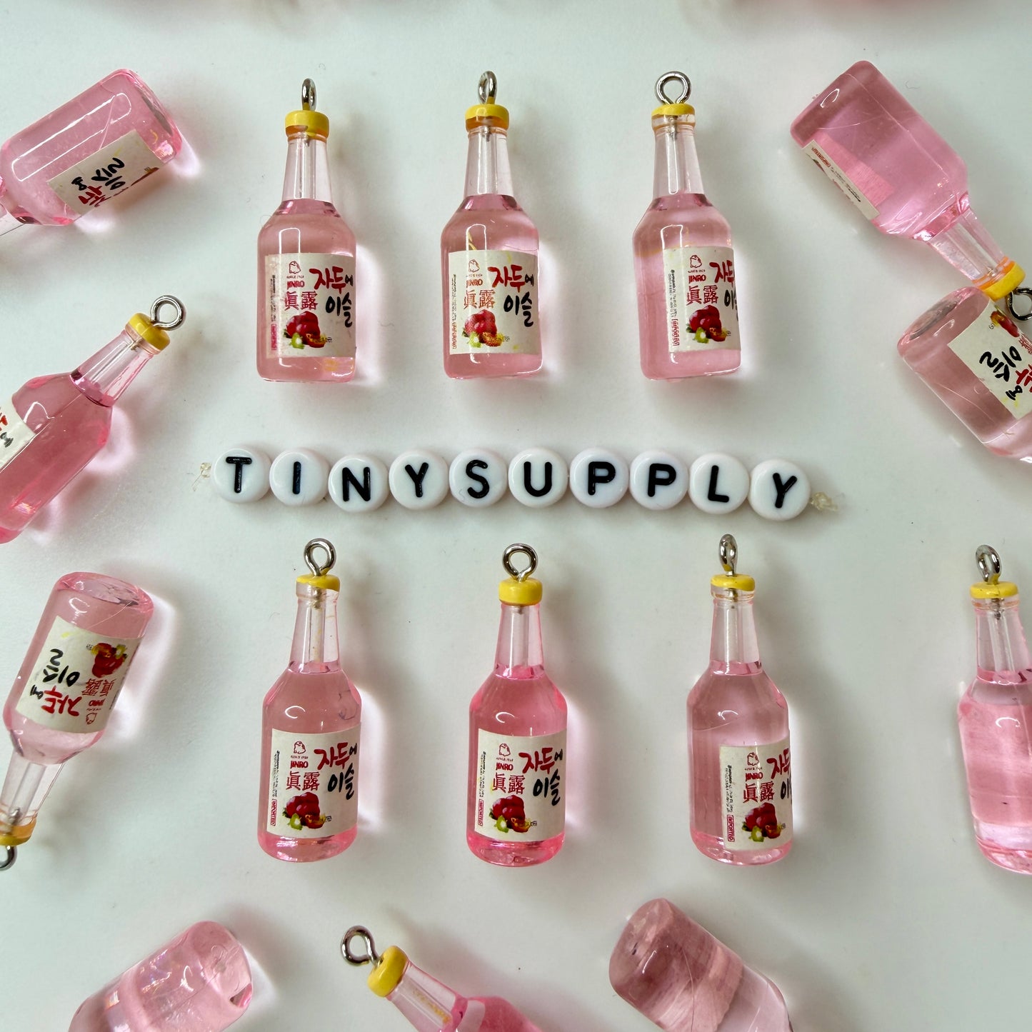 Wide Korean Alcohol Soju Beer Bottle Charm (10mm x 34mm)