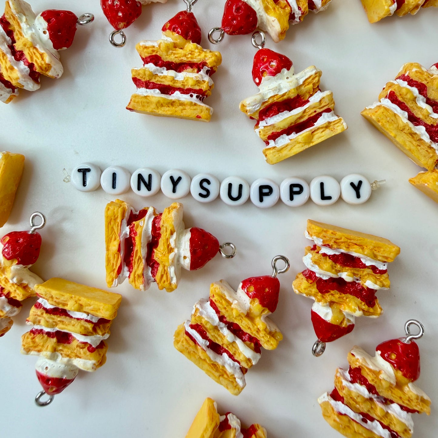 Strawberry Dessert Cake Charms (26mm x 22mm)
