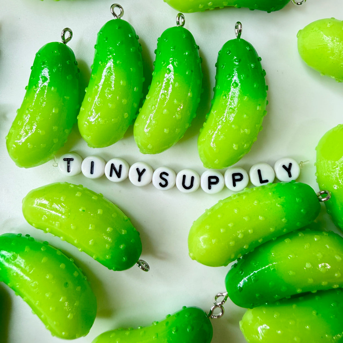4cm x 1.5cm Green Pickle, Food Themed Charms