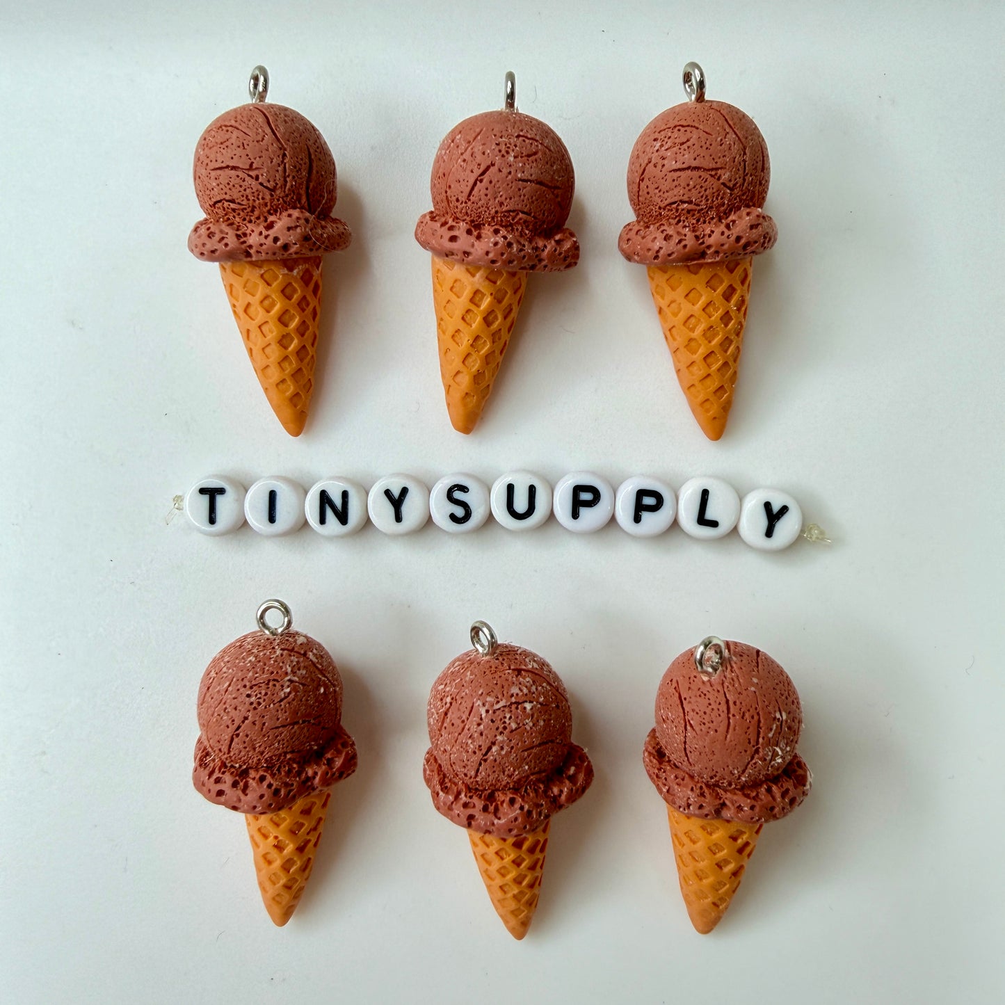 4CM Swirly Ice Cream Cone, Food Themed Charms