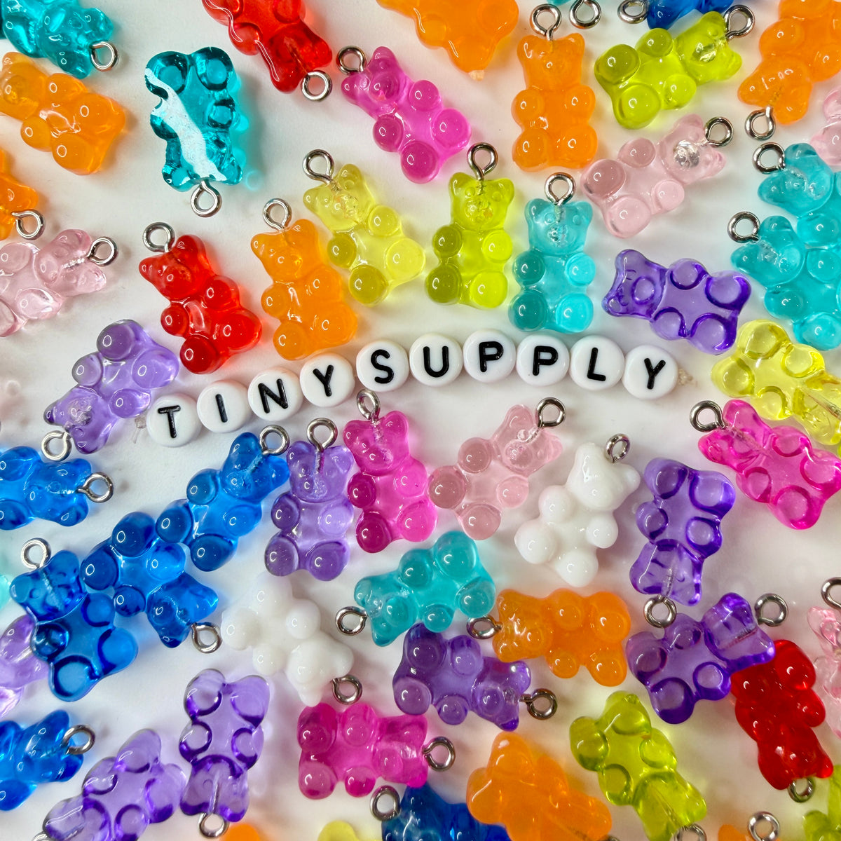 Clear Rainbow Transparent Colored Gummy Bear Charms (10mm x 17mm)