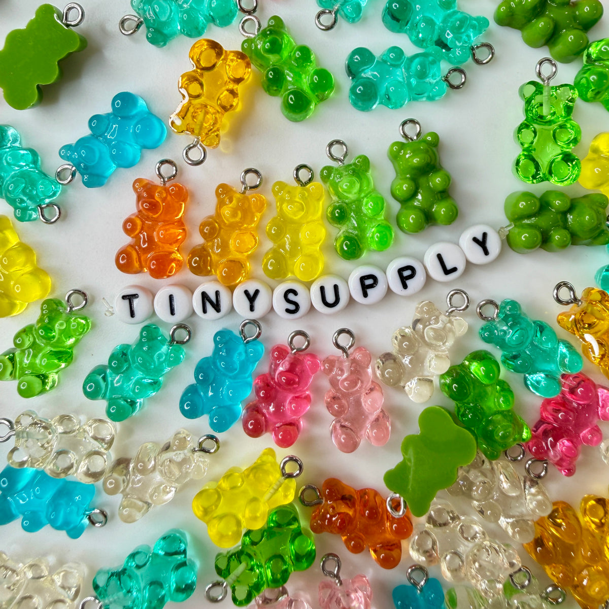 Clear Transparent Colored Gummy Bear Charms (10mm x 19mm)