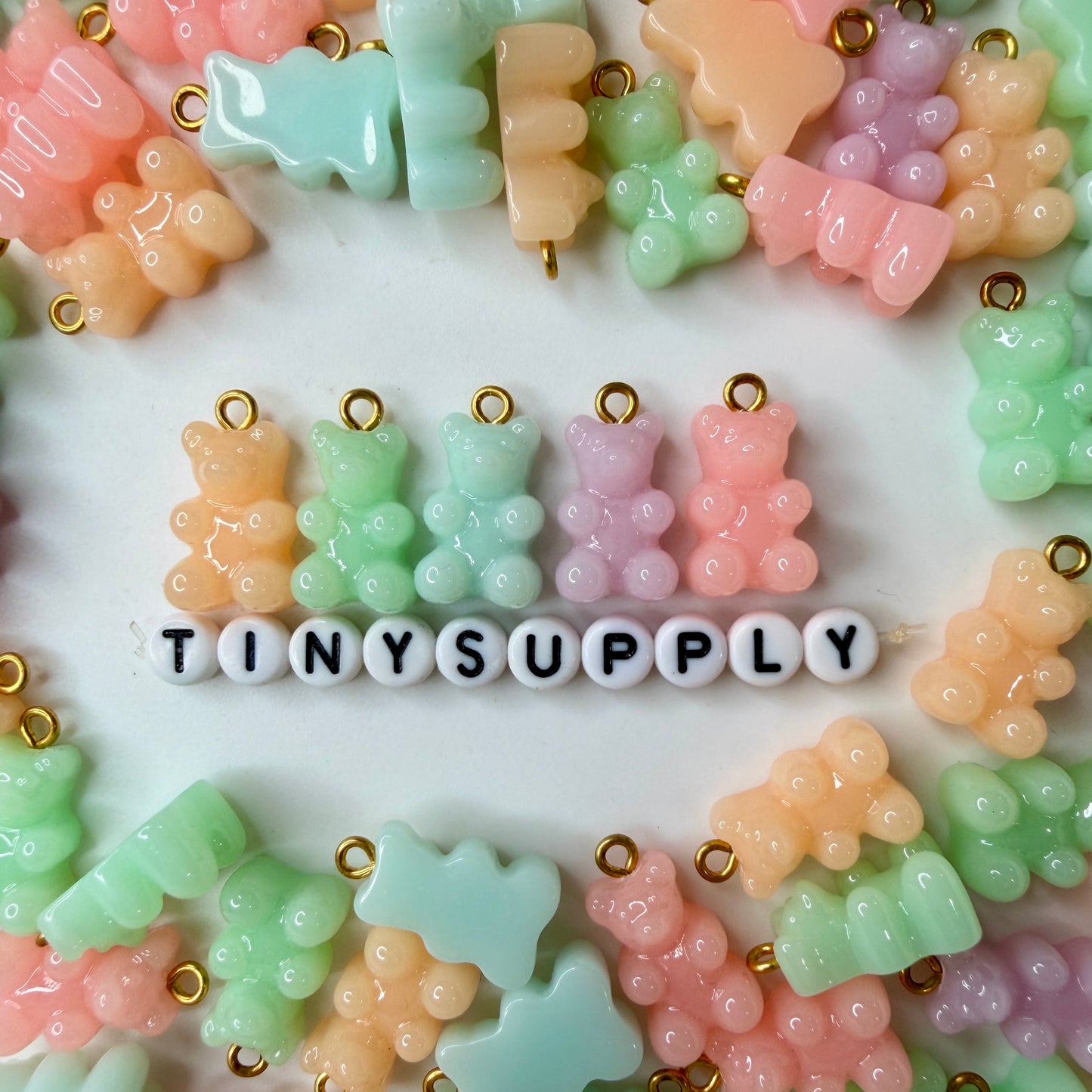 Pale Pastel Gummy Bear Charm with Eye Pins (10mm x 16mm)
