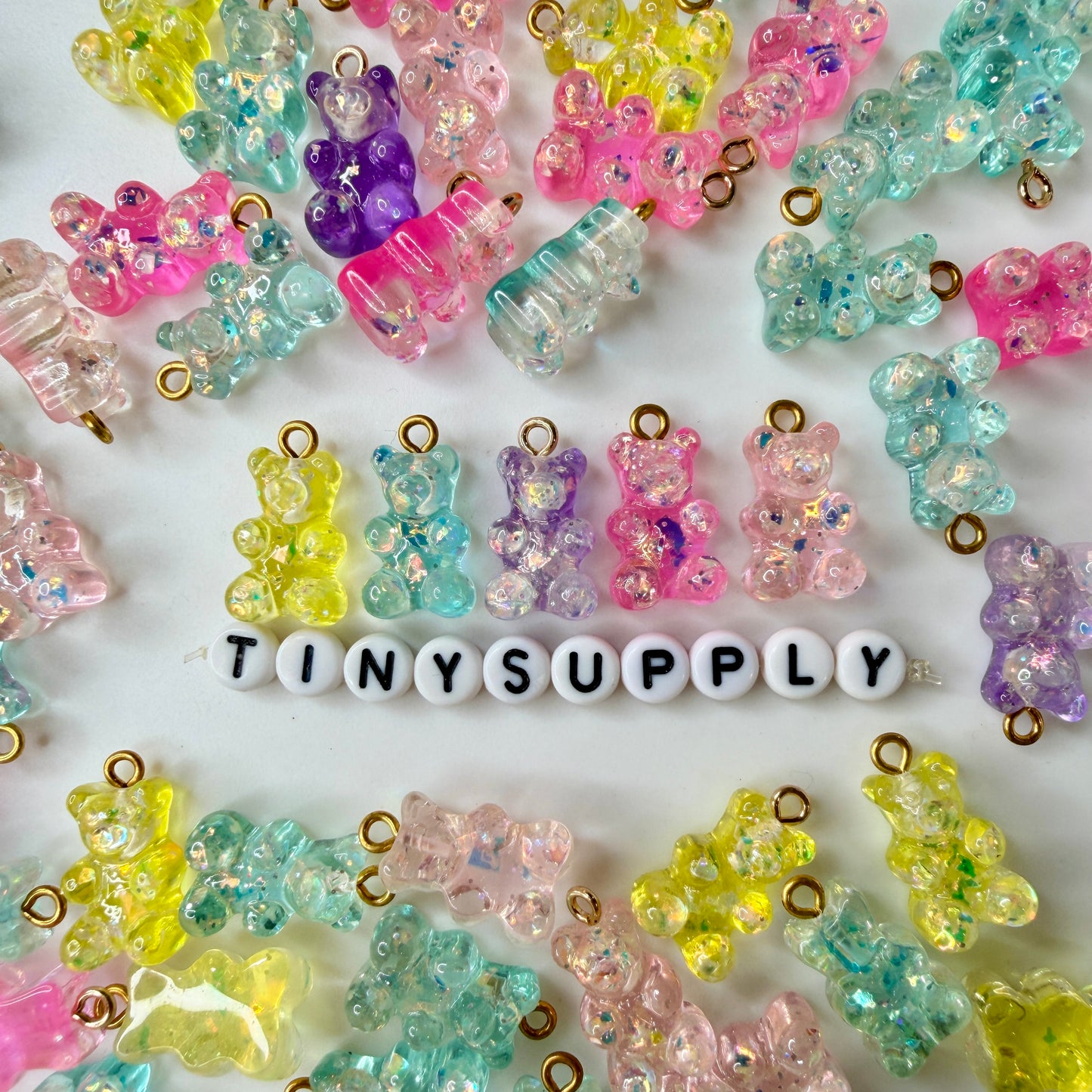 Glitter Gummy Bear Charm with Eye Pin (10mm x 16mm)
