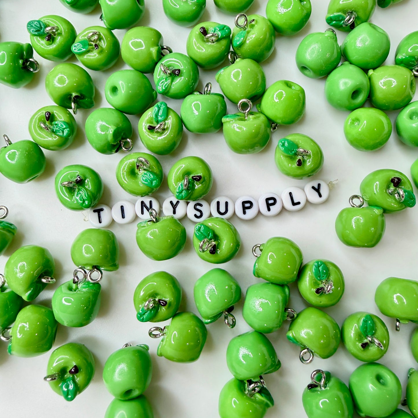 Resin Green Apple Fruit Charm (15mm x 12mm)