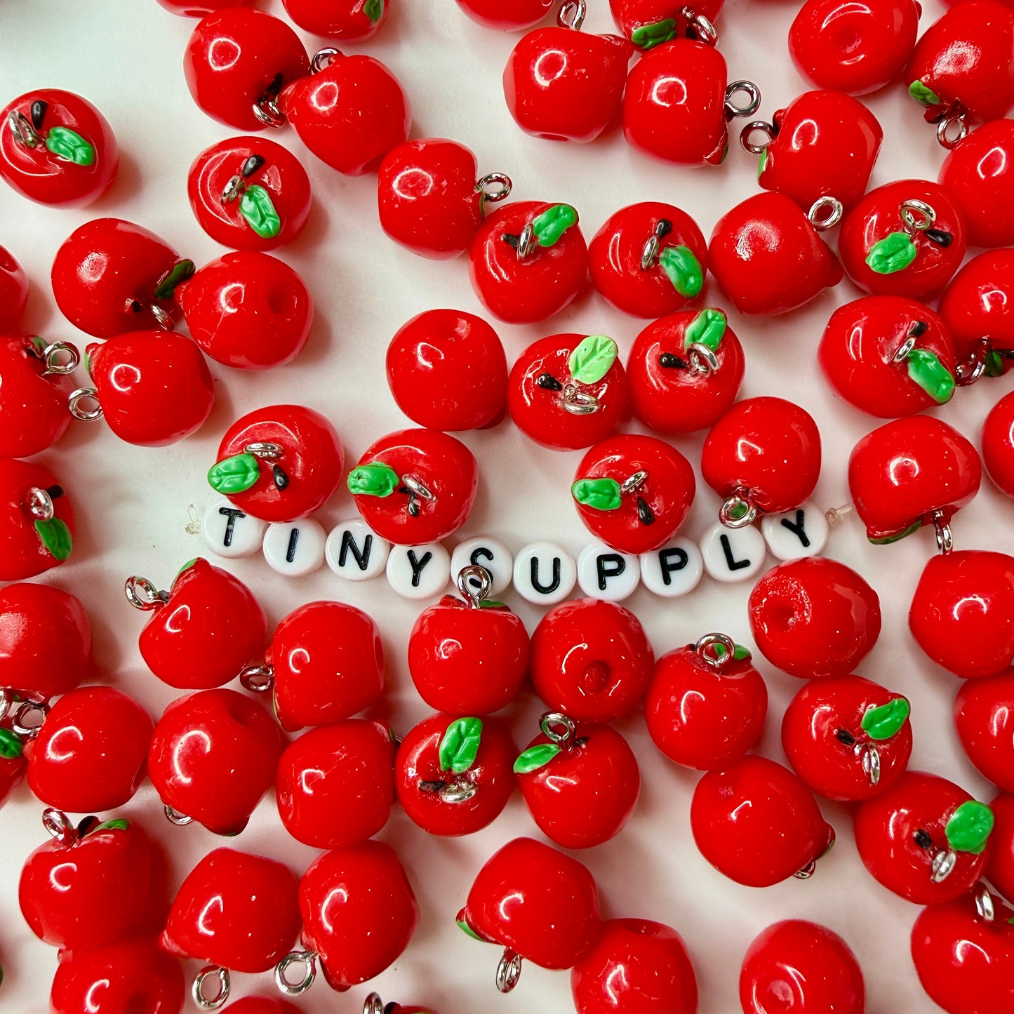 Resin Red Apple Fruit Charm (15mm x 12mm)
