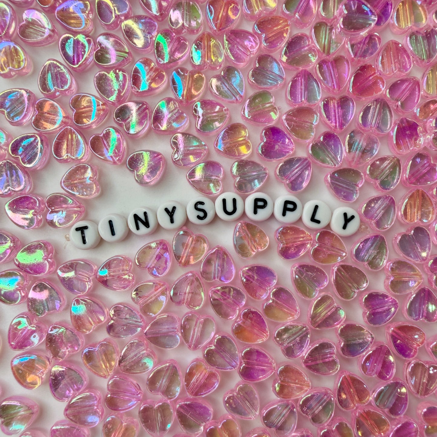 8MM Light Pink Acrylic Heart Spacer Beads with Vertical Hole