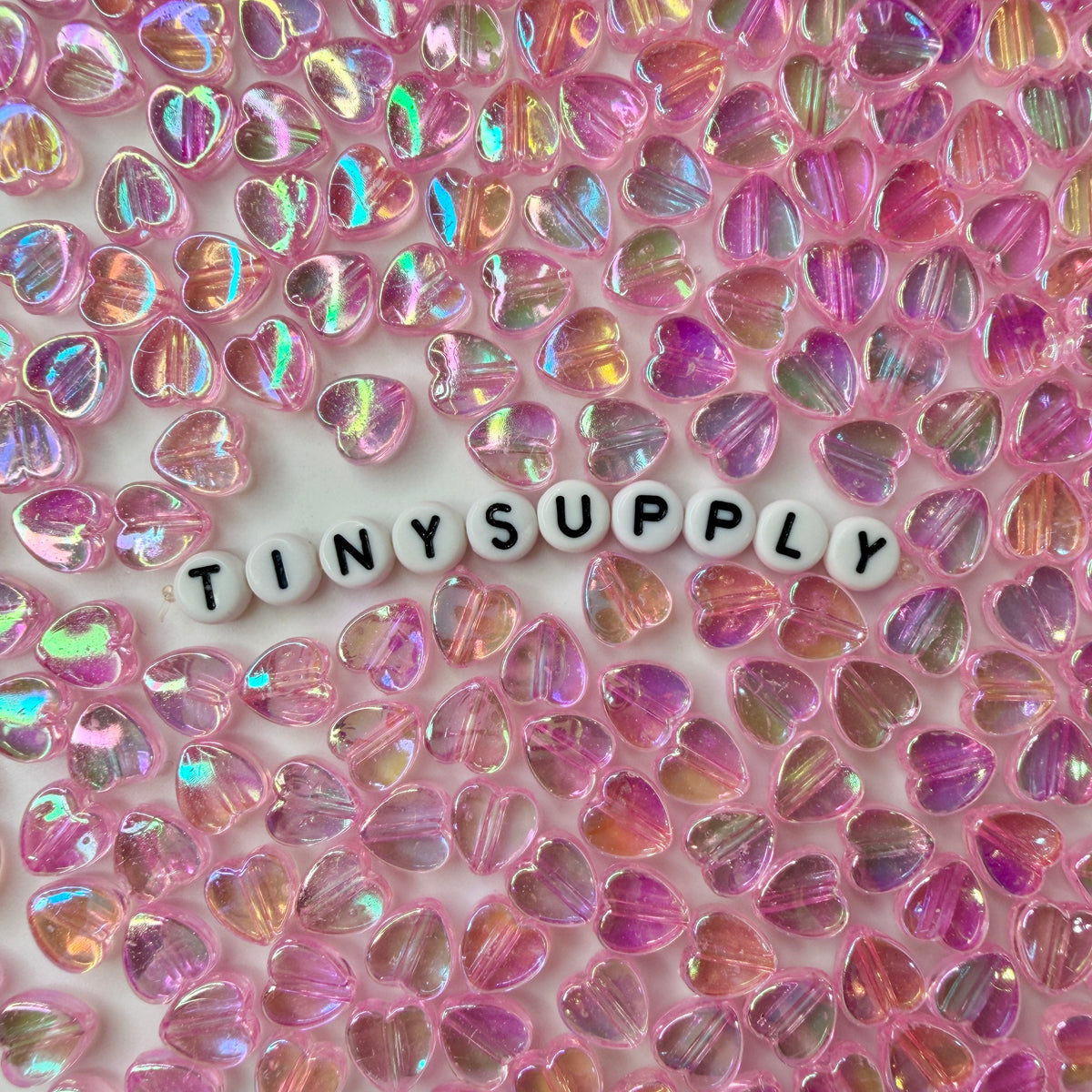 8MM Light Pink Acrylic Heart Spacer Beads with Vertical Hole