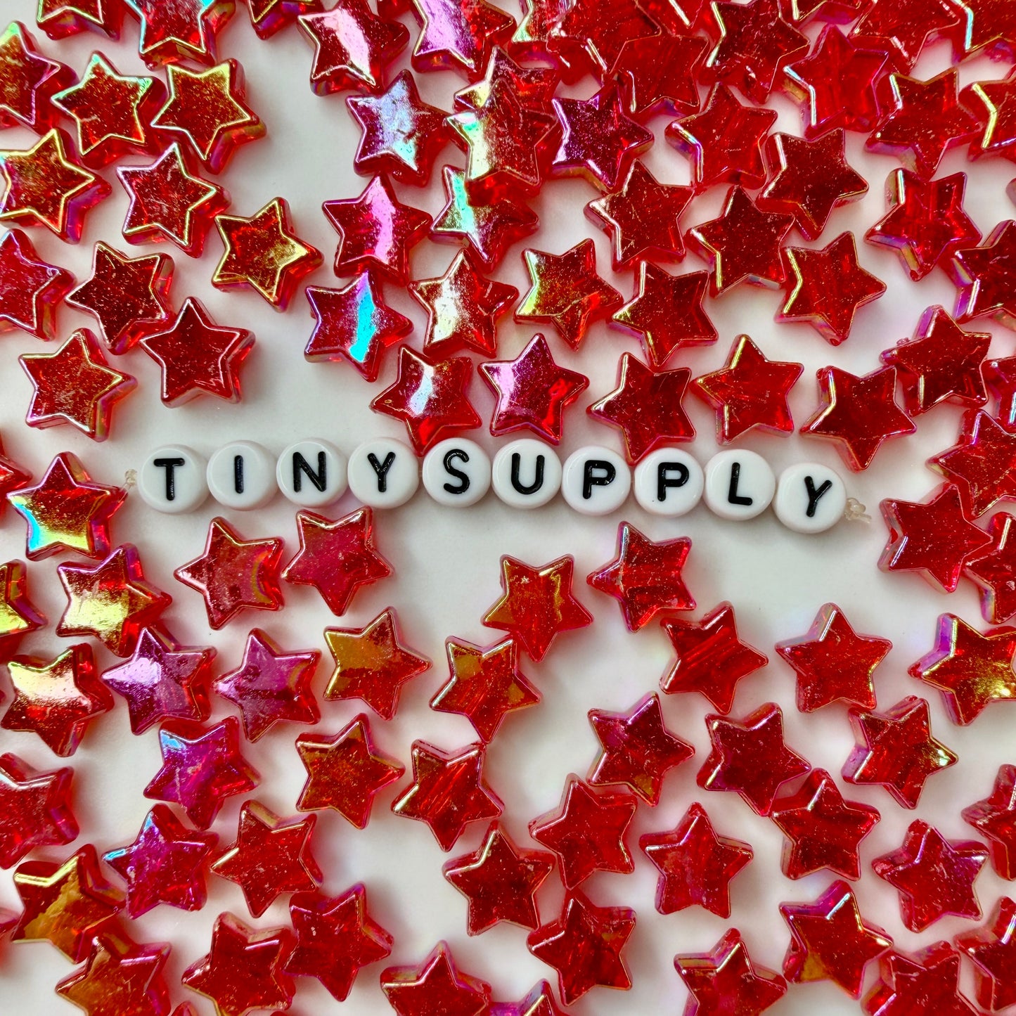 10MM AB Red Transparent Acrylic Star Spacer Beads