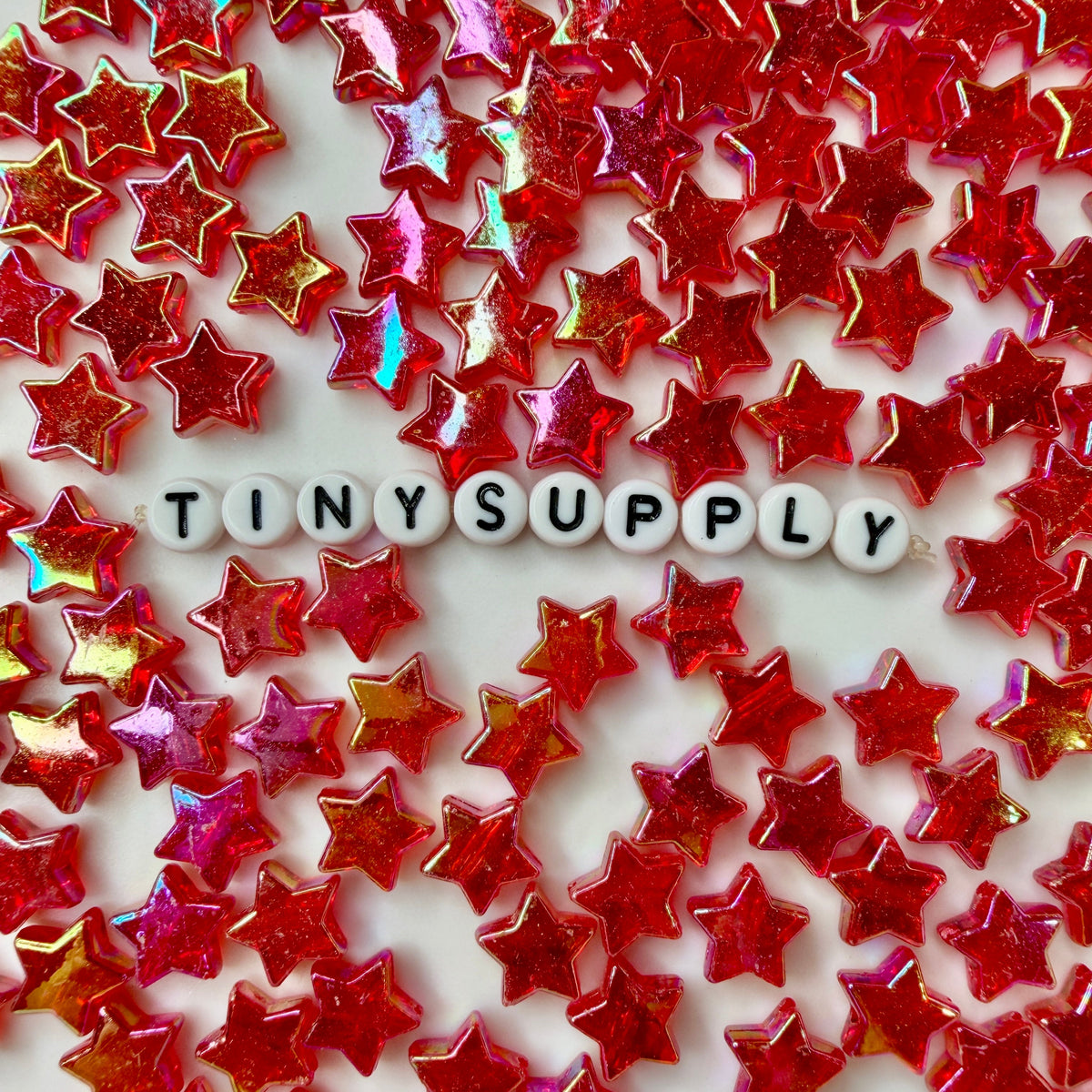 10MM AB Red Transparent Acrylic Star Spacer Beads