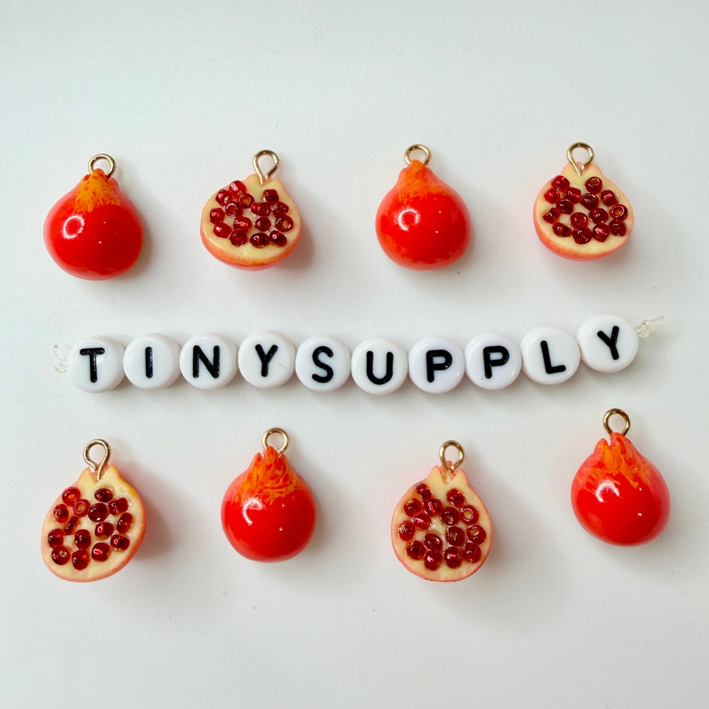 Red Pomegranate, Green Purple Grapes Resin Charms