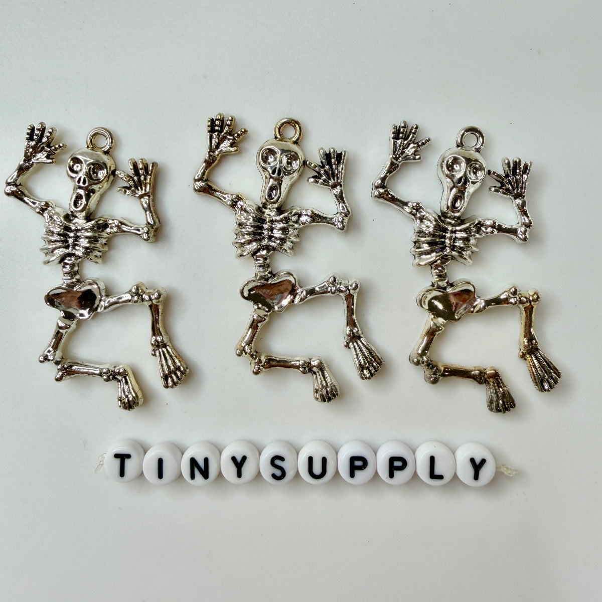 Dancing Skeleton Enamel Charm, Halloween Themed Charms (53mm x 36mm)
