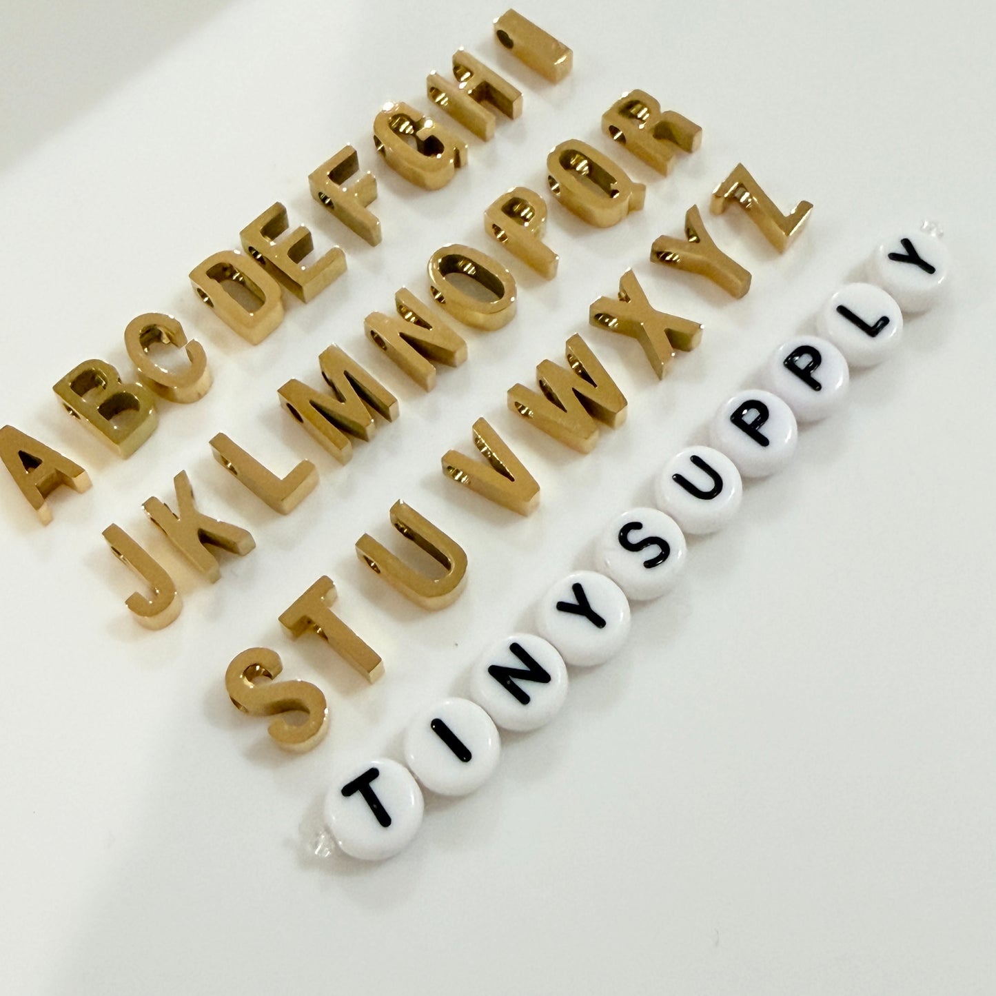 Gold Stainless Steel Individual Letter Charms (8x3mm)