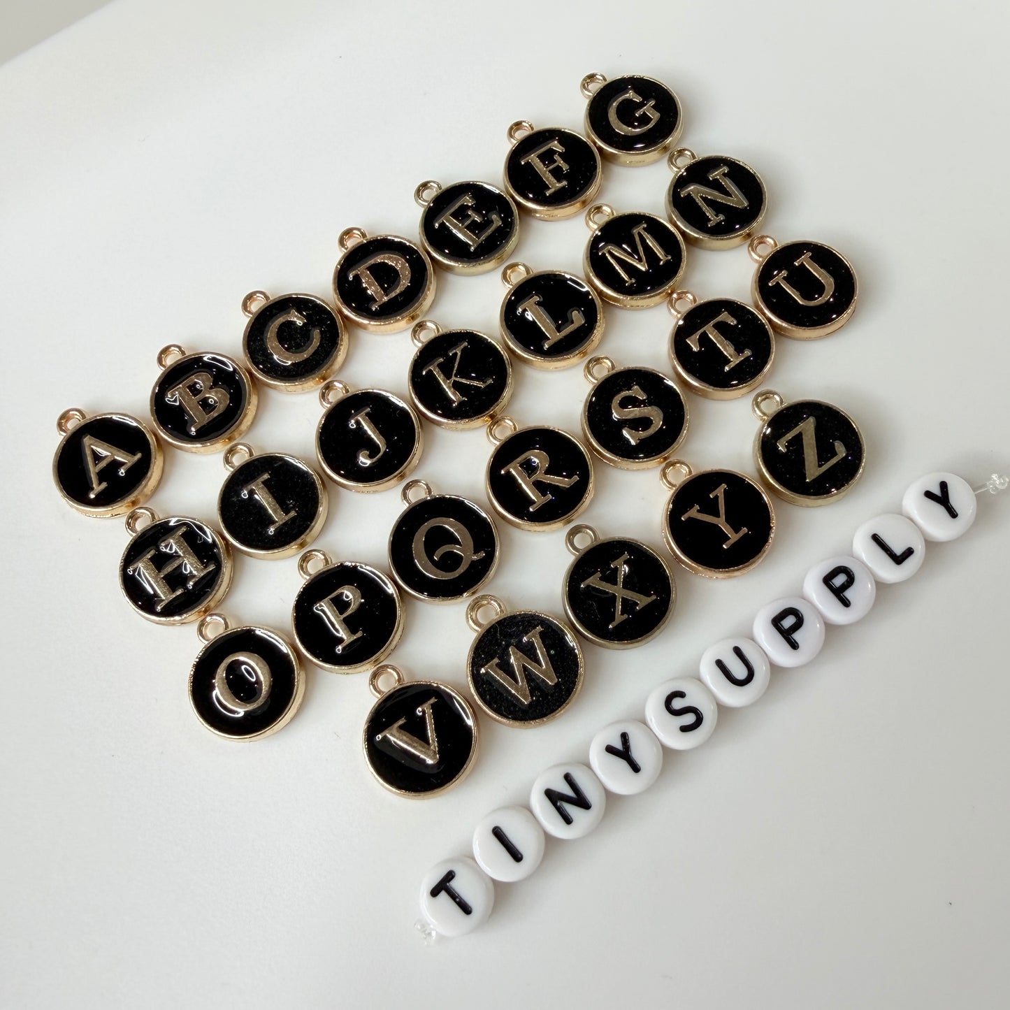 A-Z Individual Black Color Oil Drop Metal letters (12x14mm)