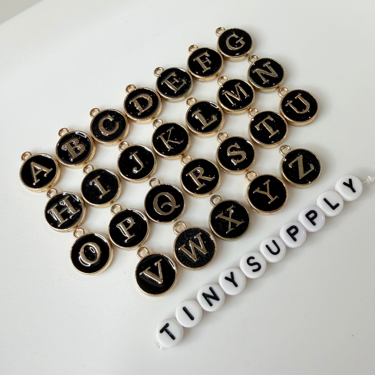 A-Z Individual Black Color Oil Drop Metal letters (12x14mm)