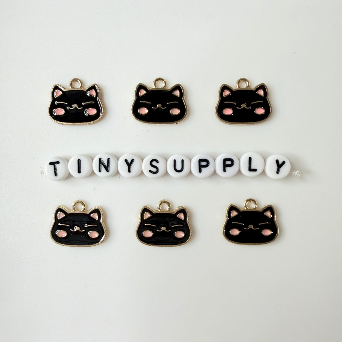Blushing Cat Face Enamel Zinc Alloy Charm Oil Drop Style Pendant