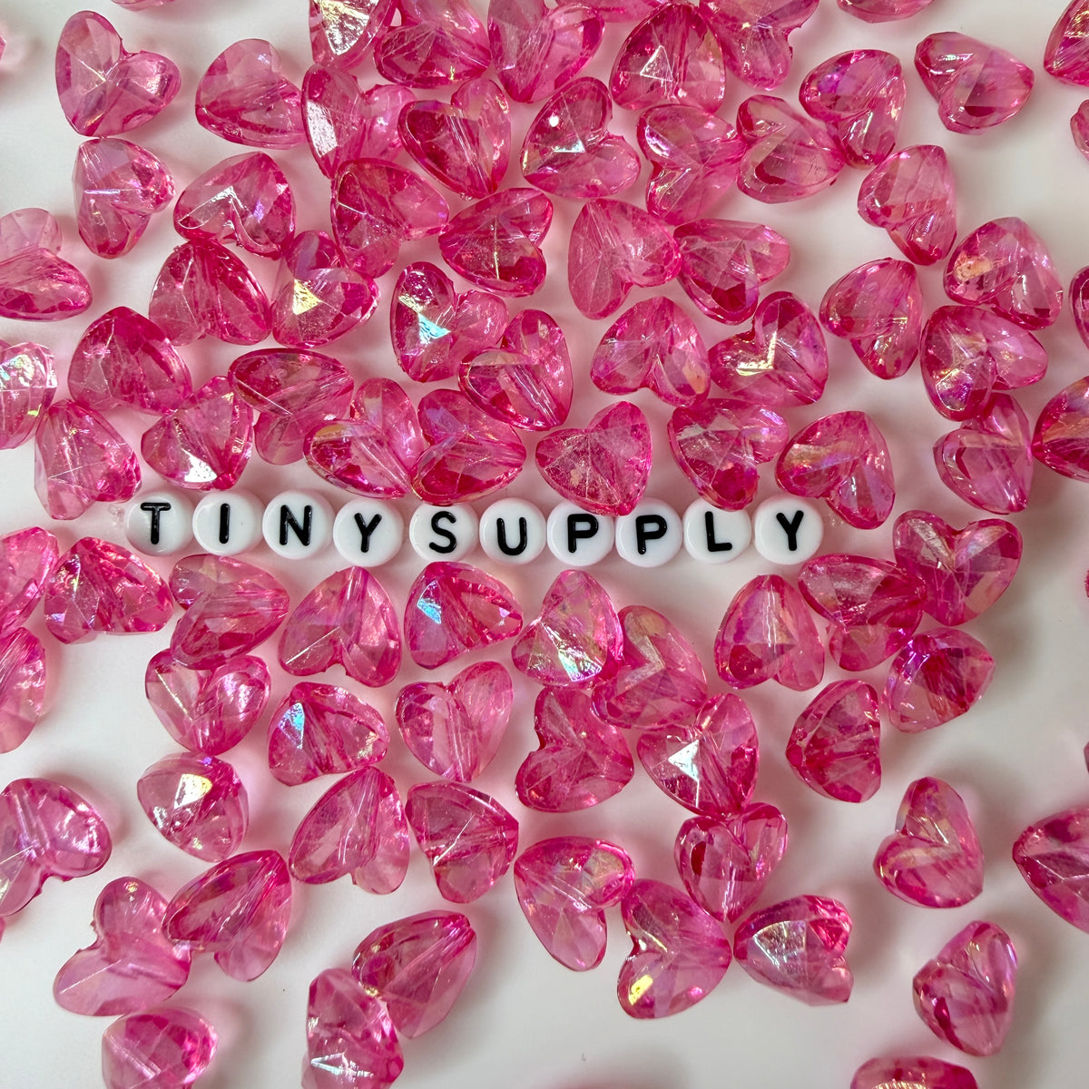 12MM AB Color Plated Pink Heart Acrylic Spacer Beads