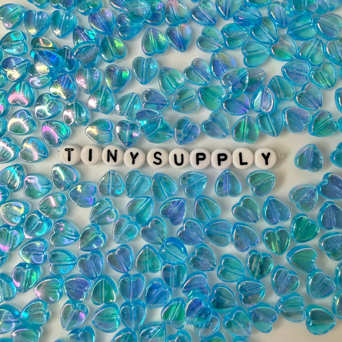 8MM Blue Transparent Acrylic Heart Spacer Beads with Vertical Hole