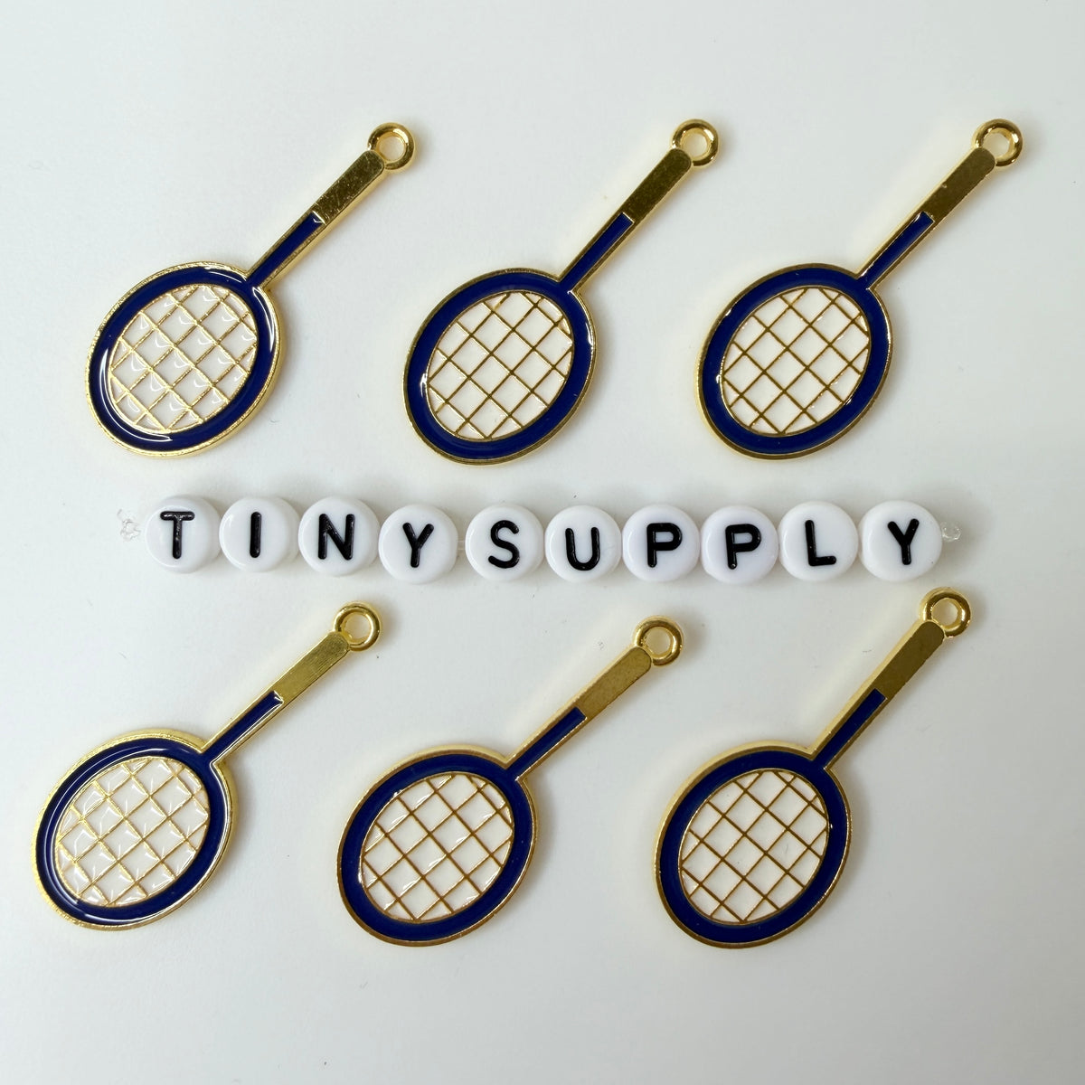 32MM x 16MM Yellow/Blue Badminton Racket, Sports Themed Enamel Charm