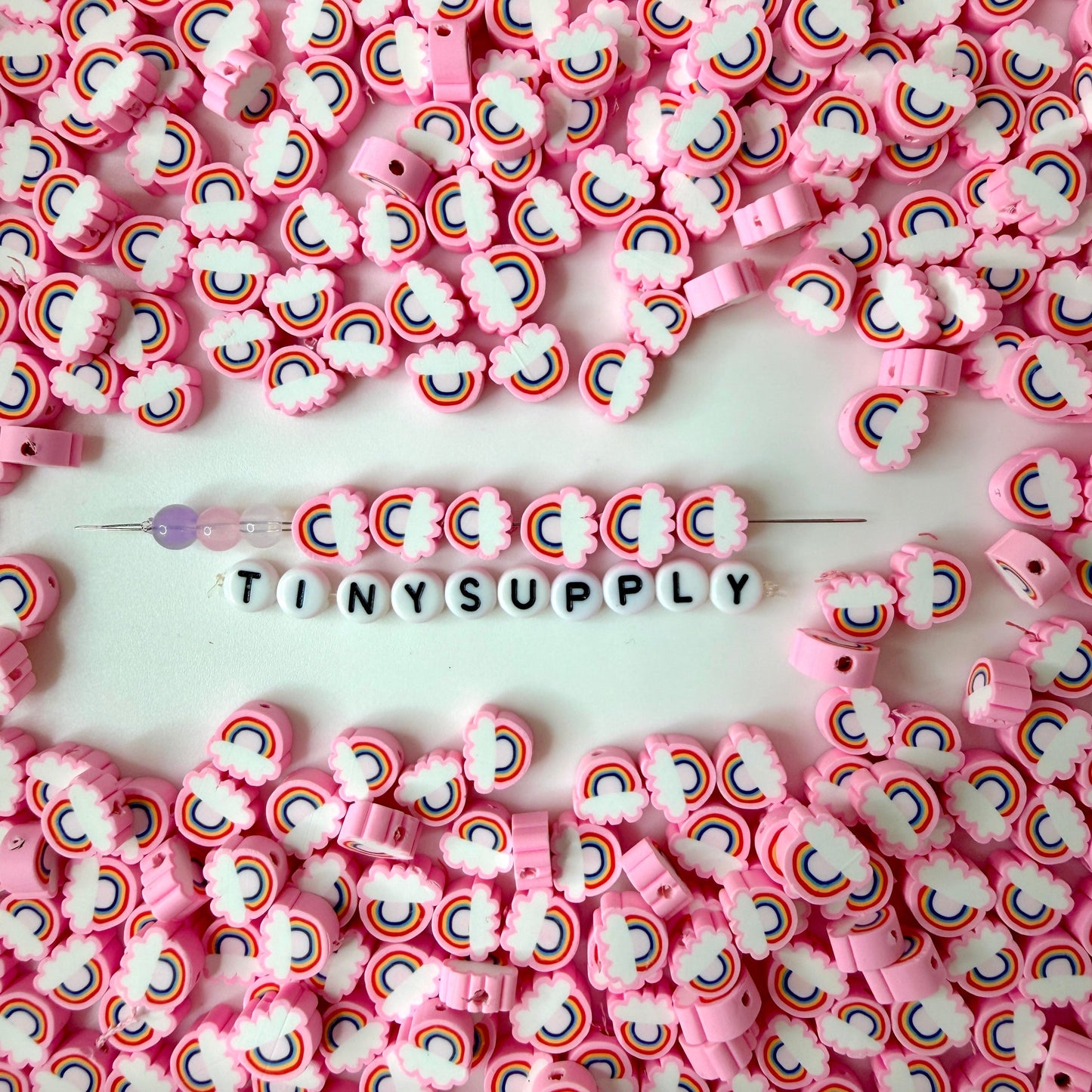 10MM Blue/Pink Rainbow Themed Polymer Clay Beads