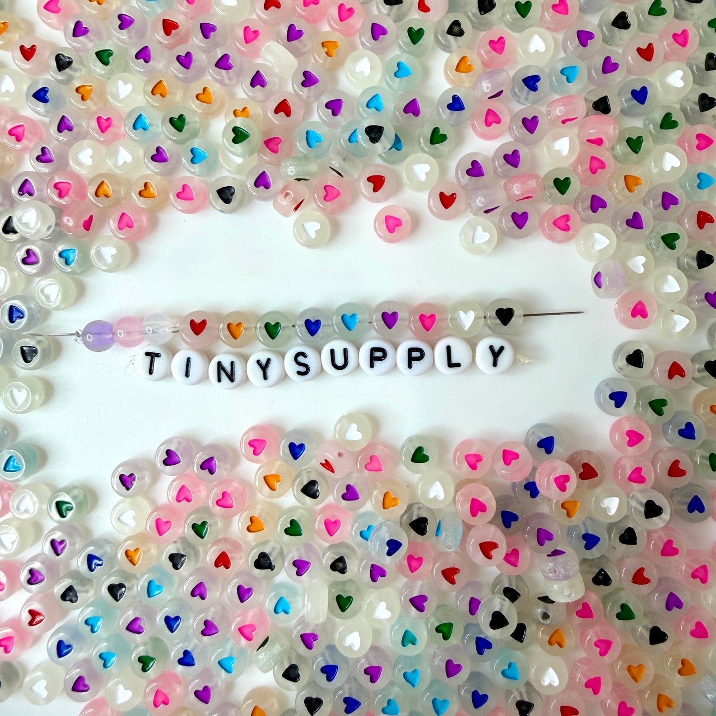 7MM Glow-in-the-Dark Mixed Color Acrylic Flat Round Heart Beads