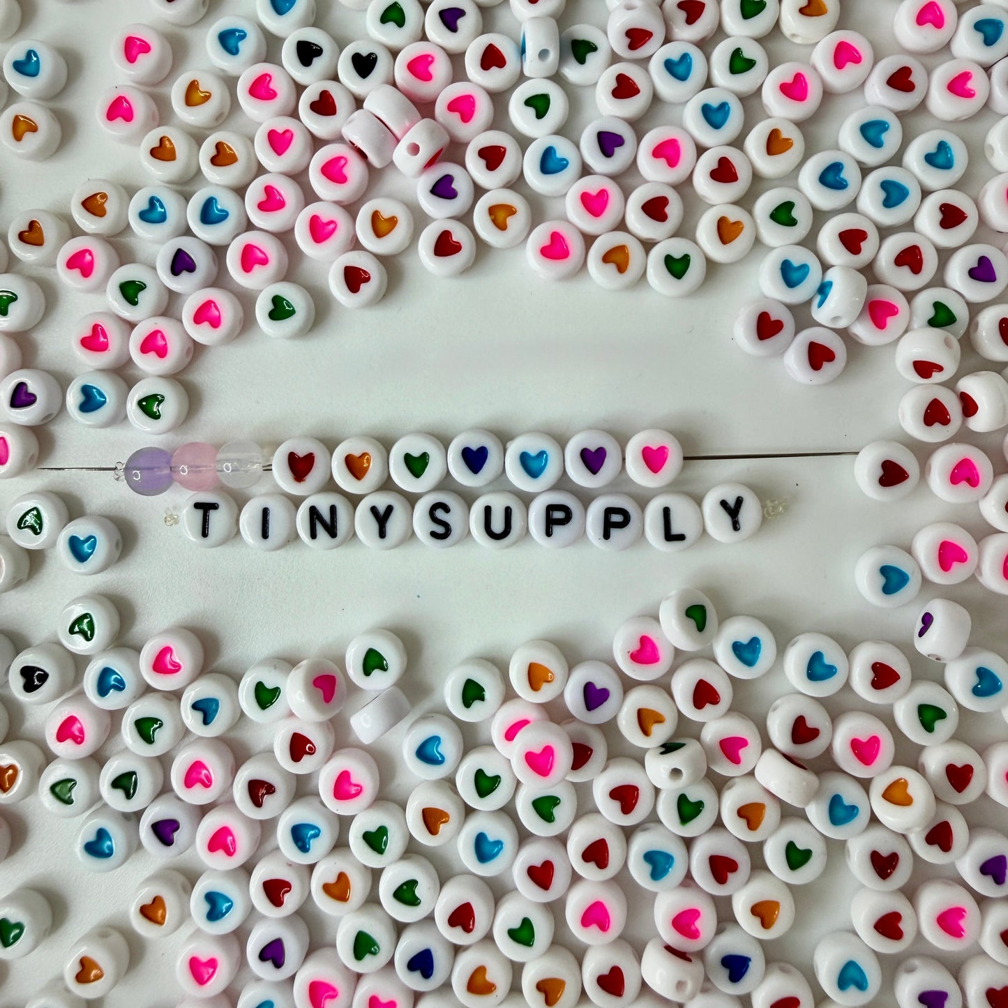 7MM Rainbow Mixed Color Acrylic Flat Round Heart Beads