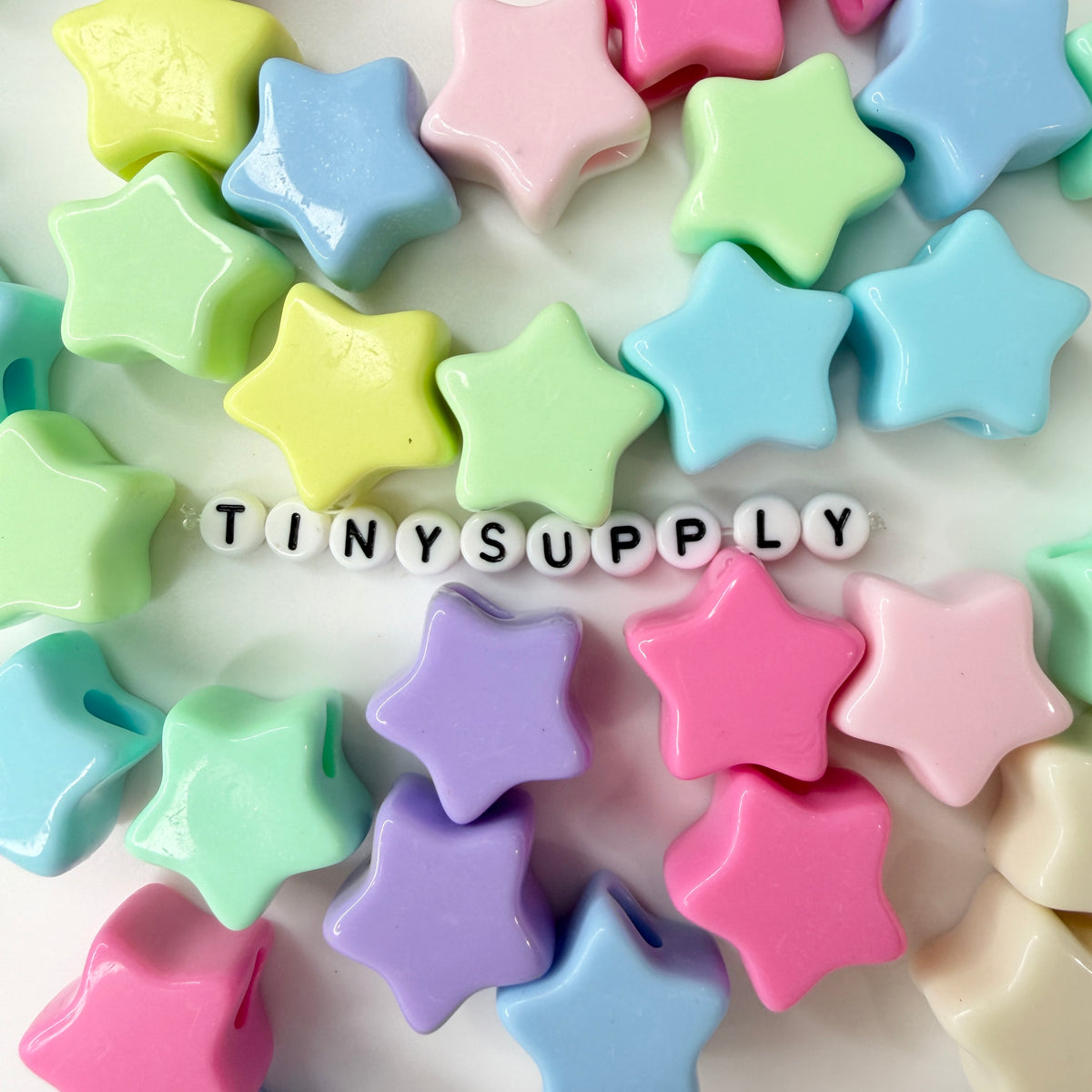 Chunky 21MM Star Shaped Pastel Mix Acrylic Beads