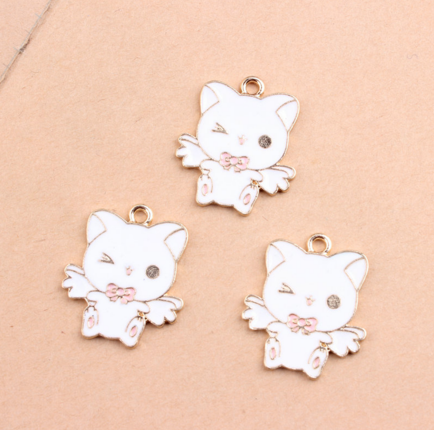 26MM Flying Cat Themed Enamel Charm