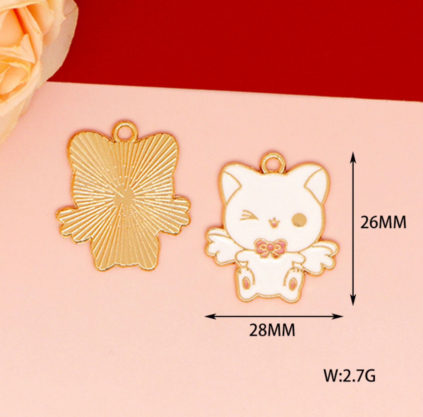 26MM Flying Cat Themed Enamel Charm