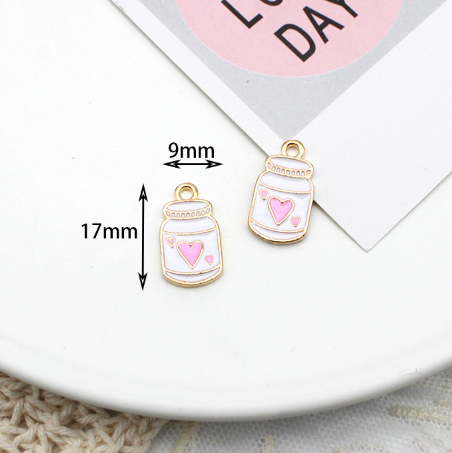 Drink with heart Oil Drop Style Pendant Charm (9x17mm)