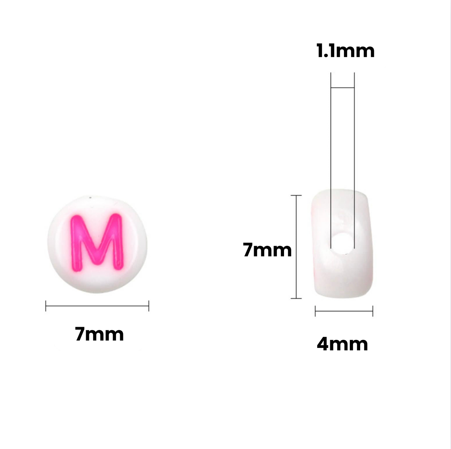 Translucent RED, White Letter A-Z Alphabet Individual Beads (7MM)