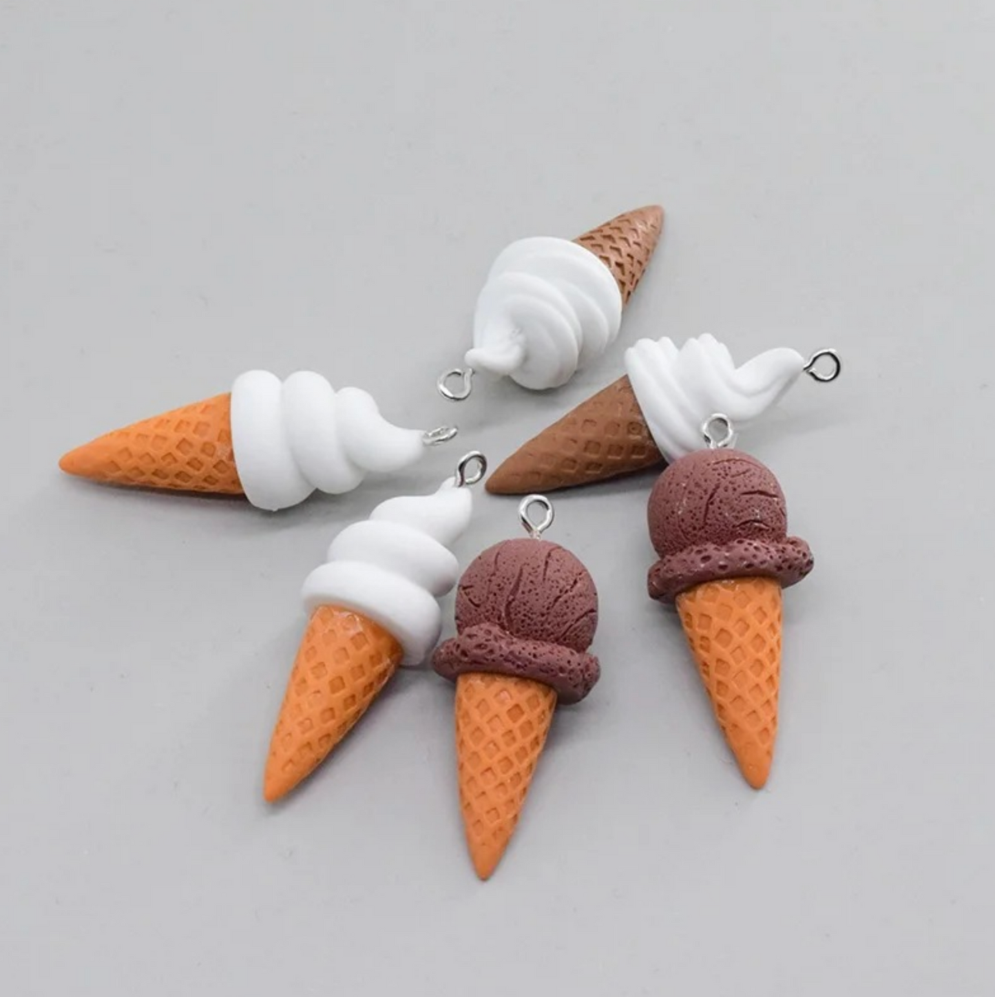 4CM Swirly Ice Cream Cone, Food Themed Charms