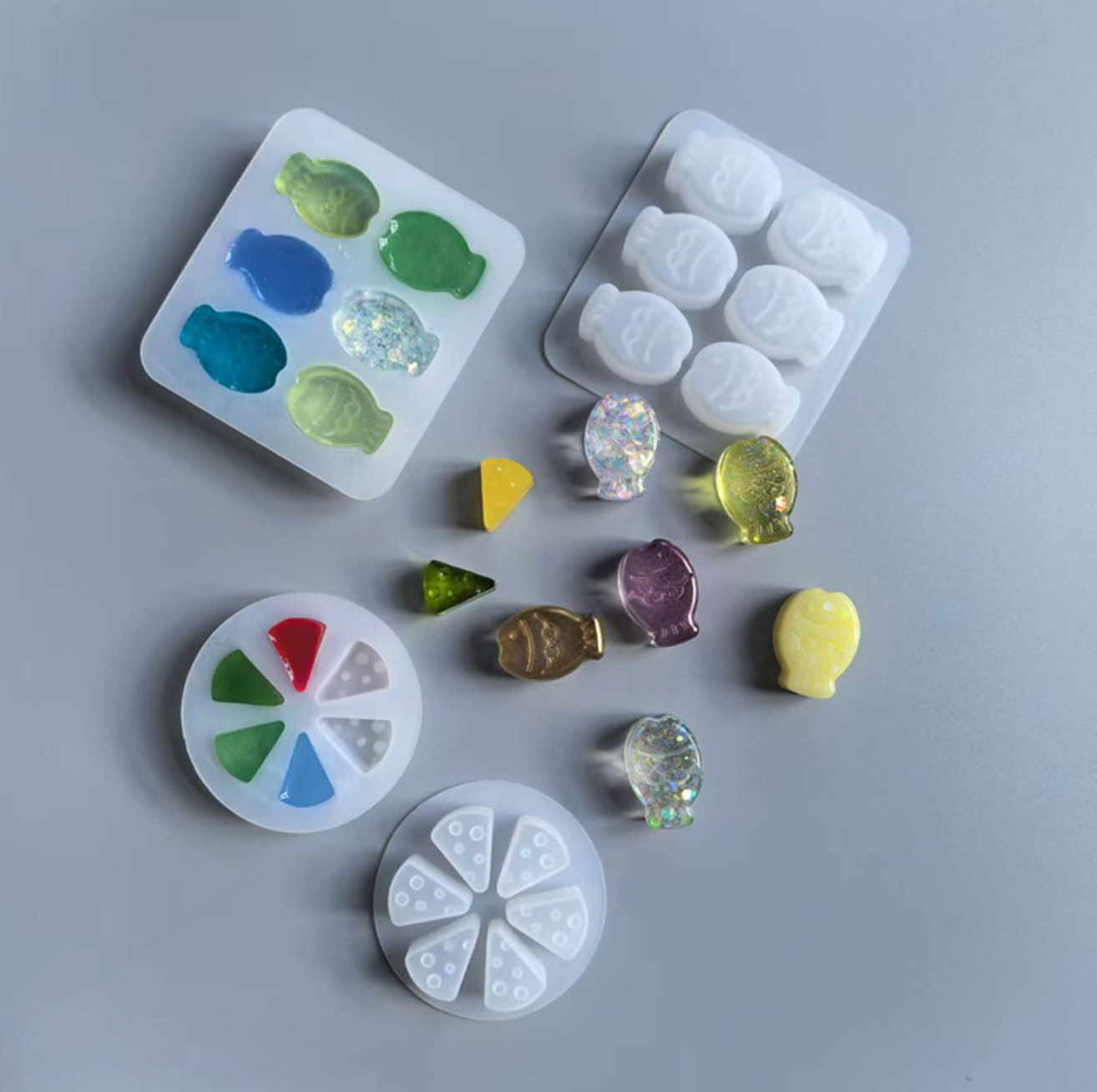 Mini Cheese Slice and Taiyaki Shaped Silicone Molds for Resin Crafts