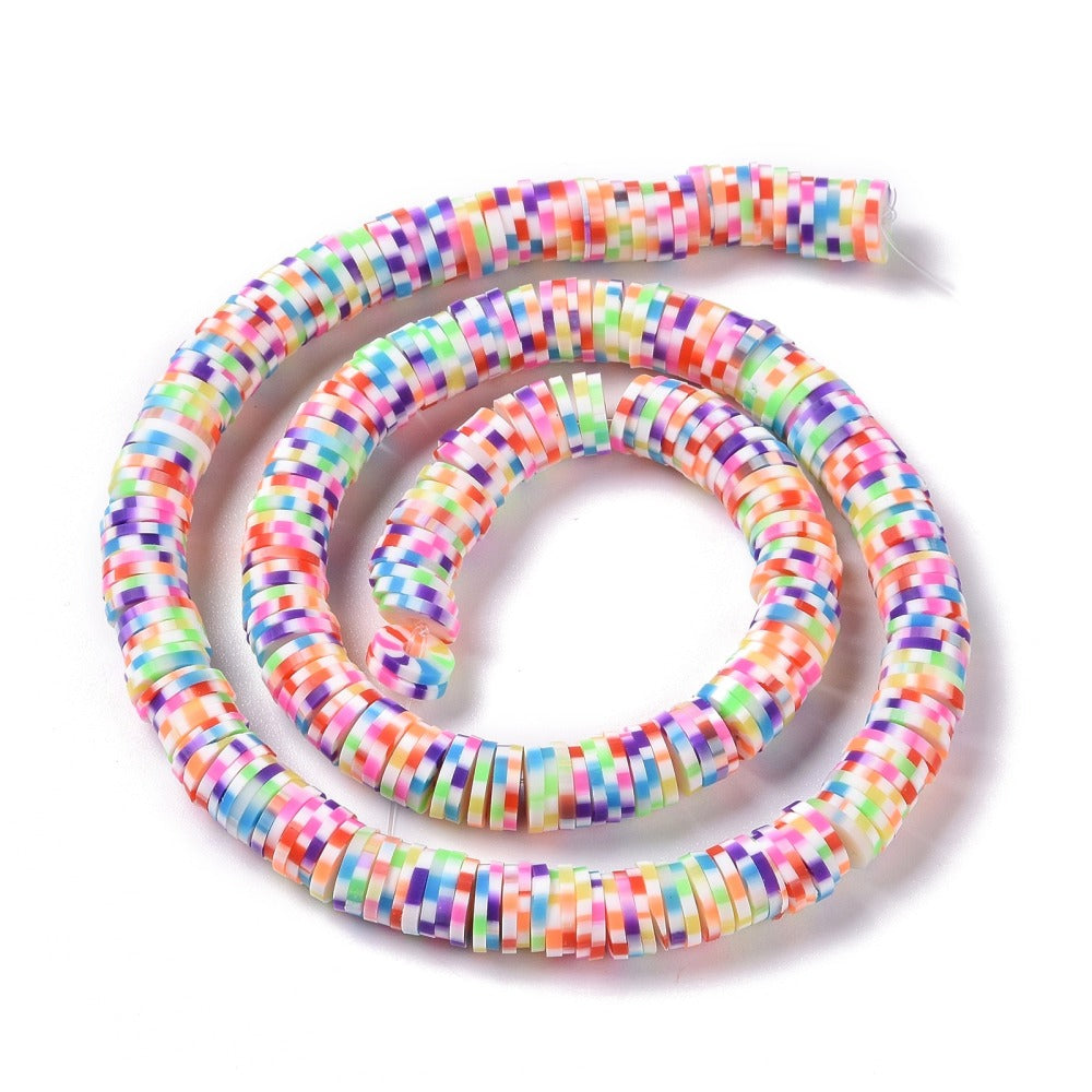 8MM Rainbow Polymer Clay Heishi Bead Strands (380-400pcs per strand