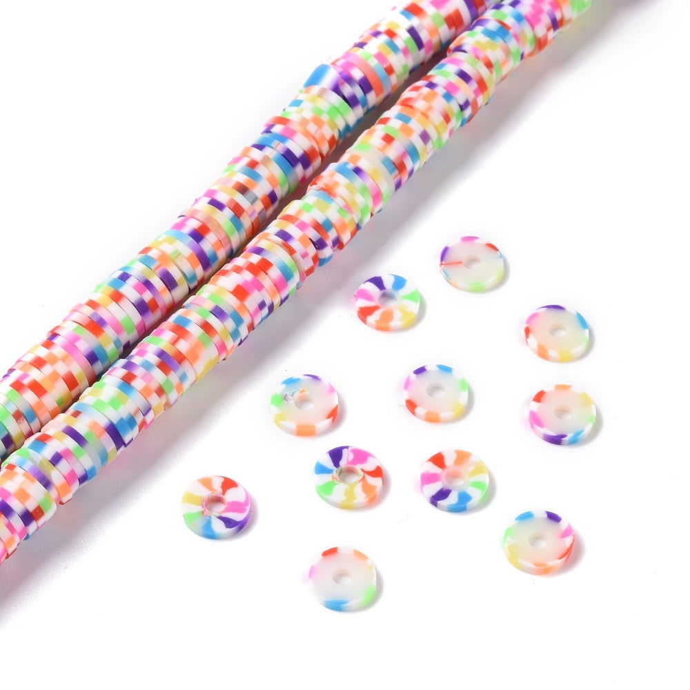8MM Rainbow Polymer Clay Heishi Bead Strands (380-400pcs per strand
