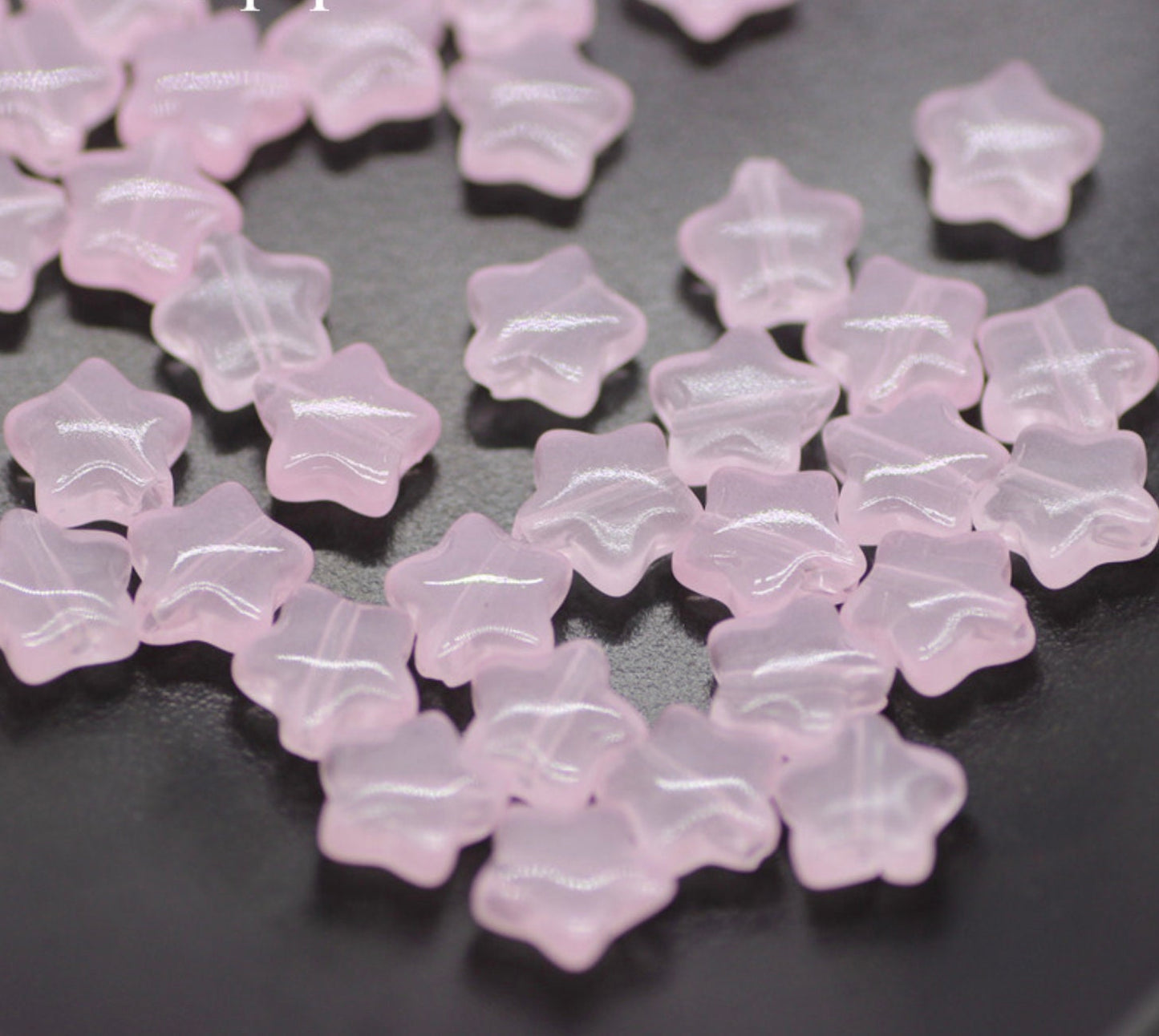 Jelly Pink Spray Painted Glass Star Beads (8mm x 8.5mm x 4mm) AB12