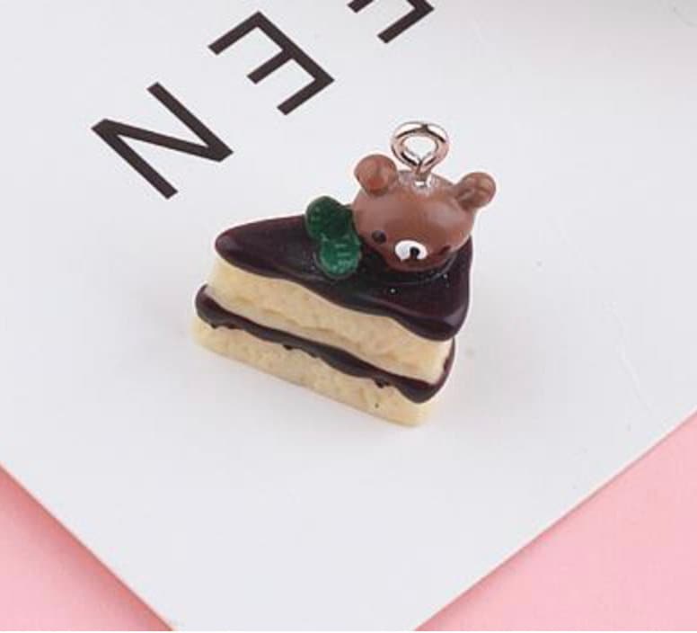 Chocolate Bear and Strawberry Bear Cake Charm (19mm x 24mm)