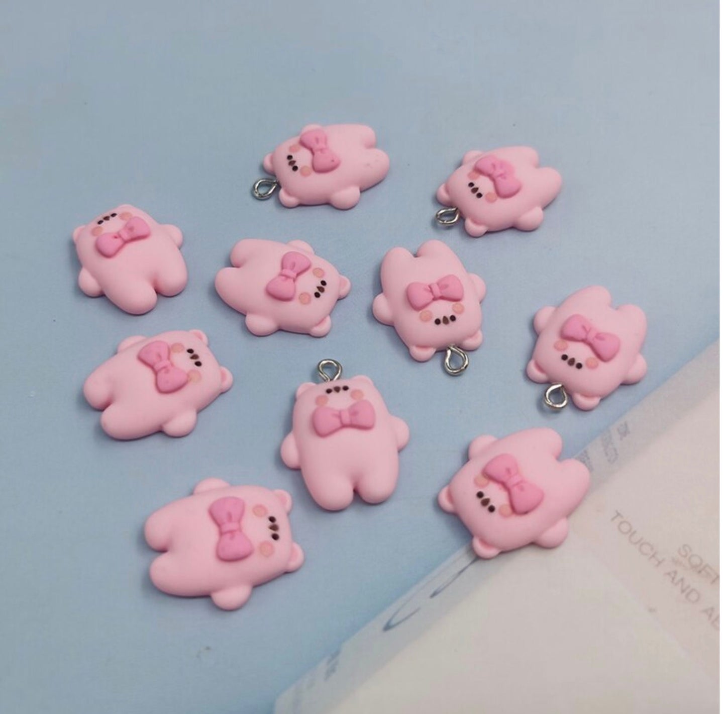 Pink Bear with Bowtie Charm (20MM x 21MM)